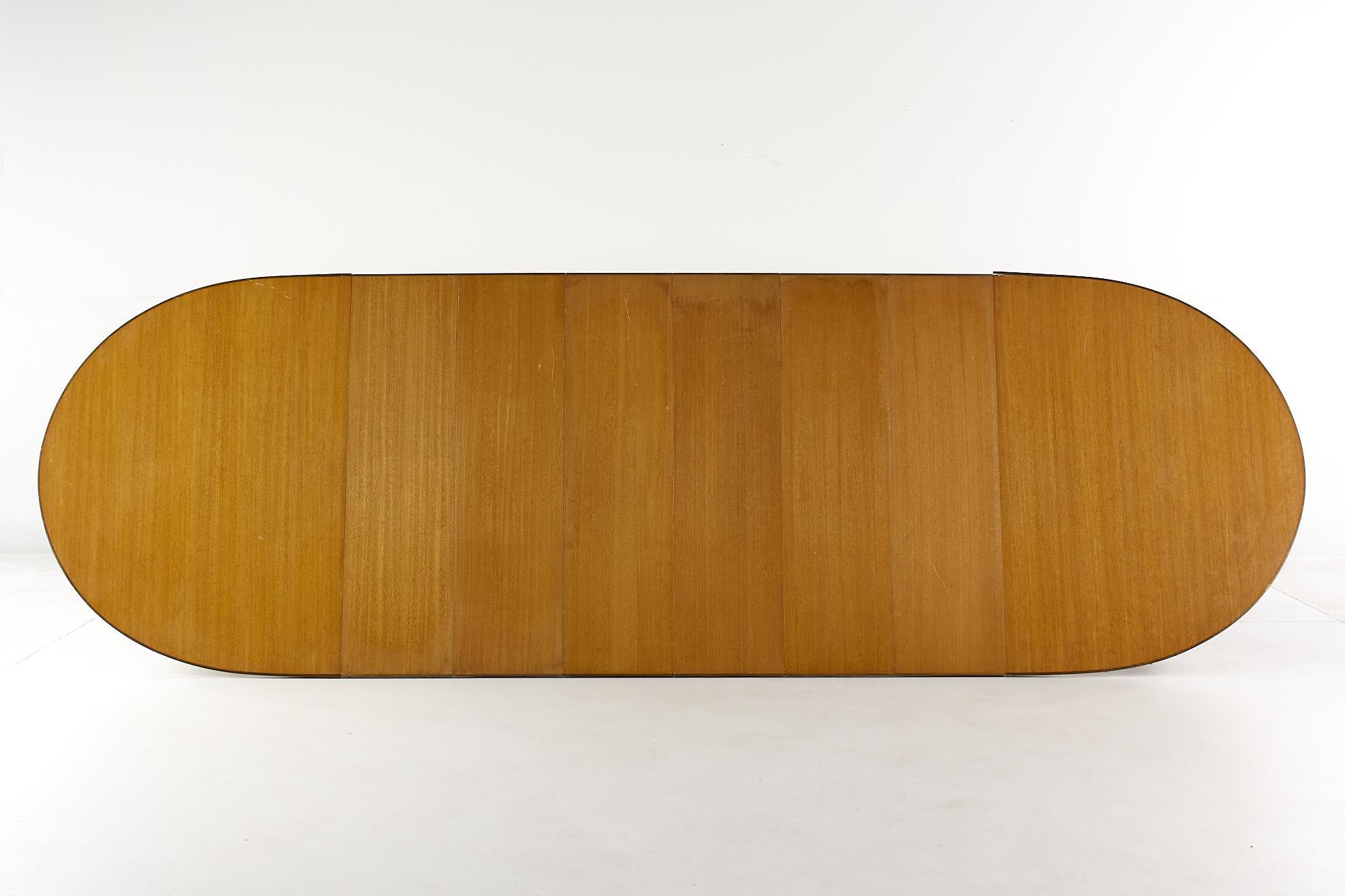 Paul McCobb for Calvin Mid Century Walnut and Brass Dining Table with 6 Leaves For Sale 7