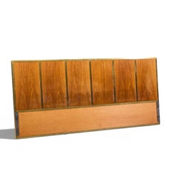 Paul McCobb for Calvin Mid Century Walnut and Brass King Headboard