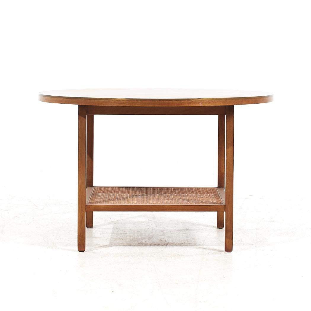 Paul McCobb for Calvin Mid Century Walnut and Cane Coffee Table In Good Condition For Sale In Countryside, IL