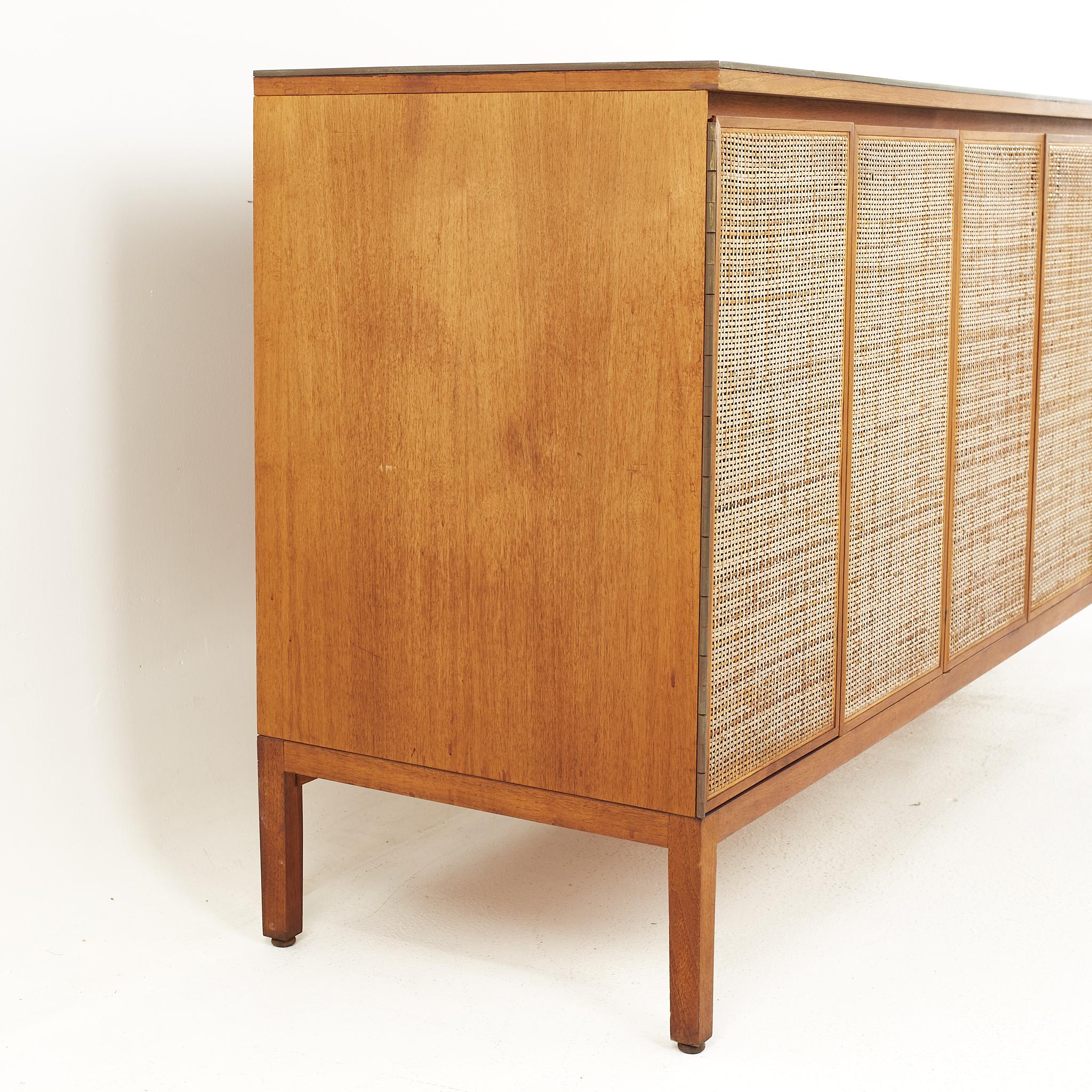 American Paul McCobb for Calvin Mid Century Walnut and Cane Credenza