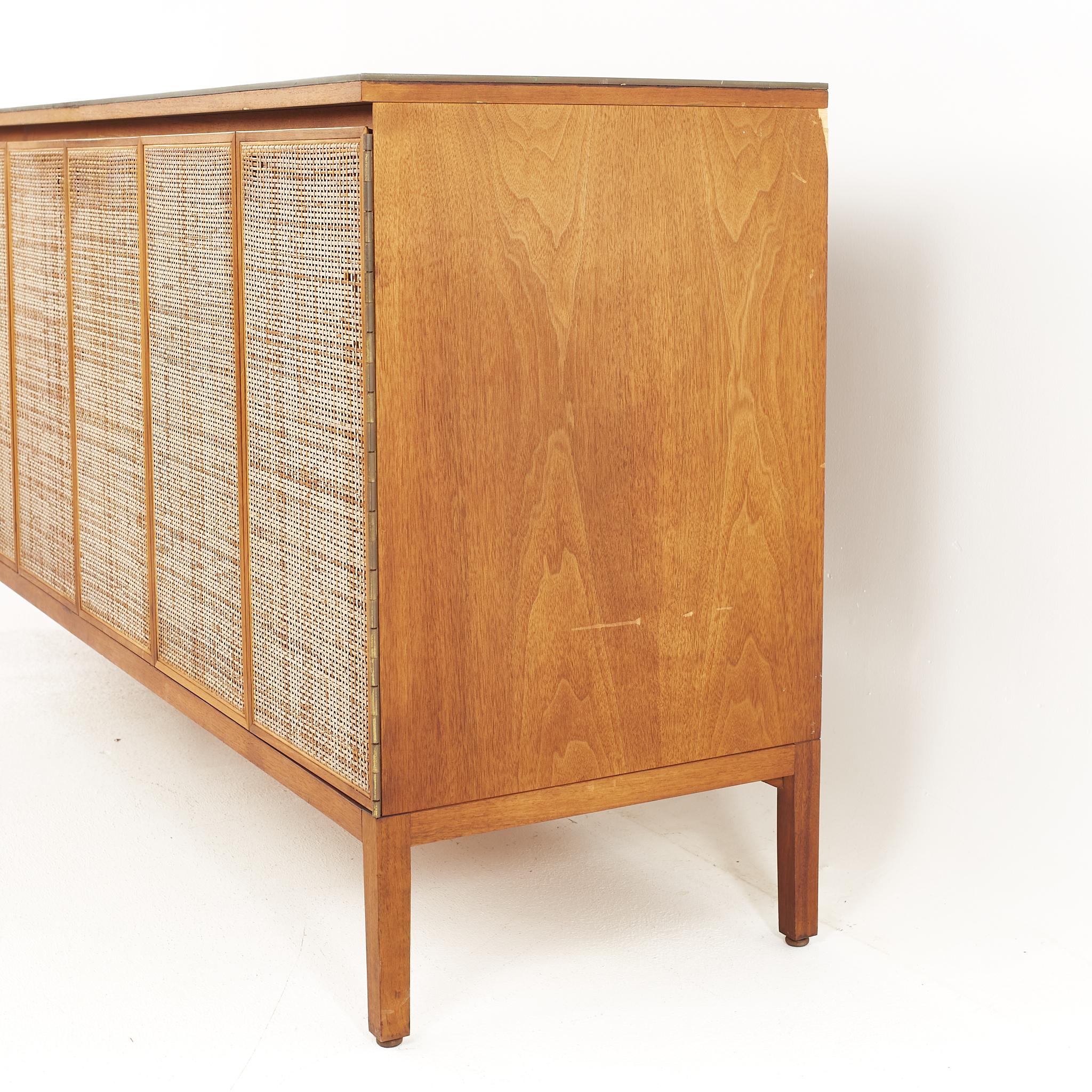 Paul McCobb for Calvin Mid Century Walnut and Cane Credenza In Good Condition In Countryside, IL