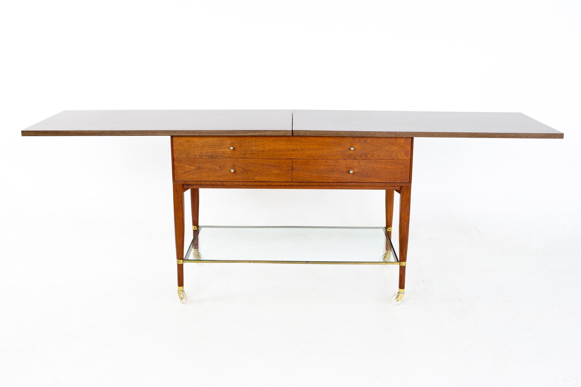 Paul McCobb for Calvin Mid Century Walnut and Laminate Bar Cart 1