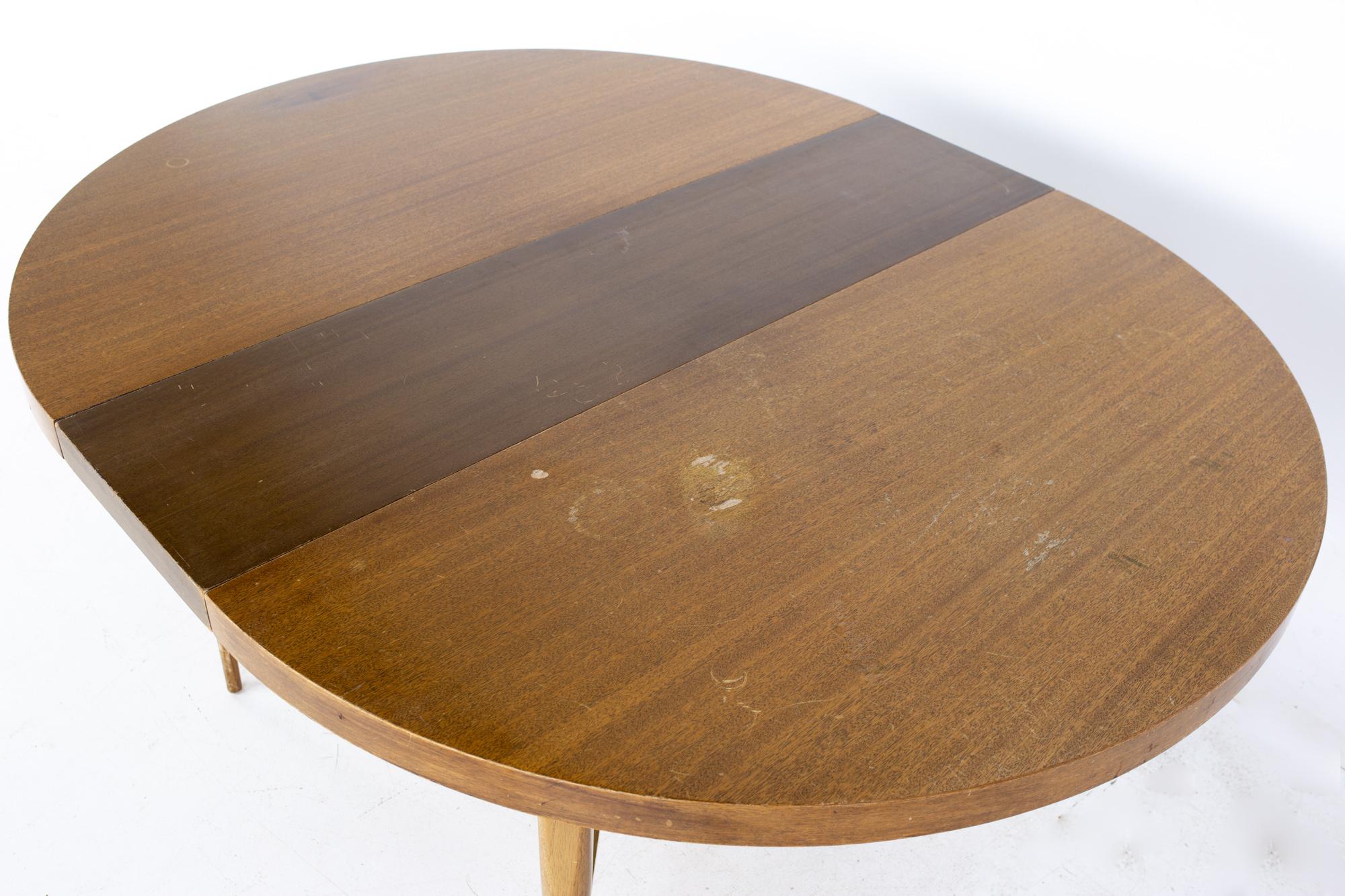 Paul McCobb for Calvin Mid MCM Mahogany Brass Expanding Round Oval Dining Table 5