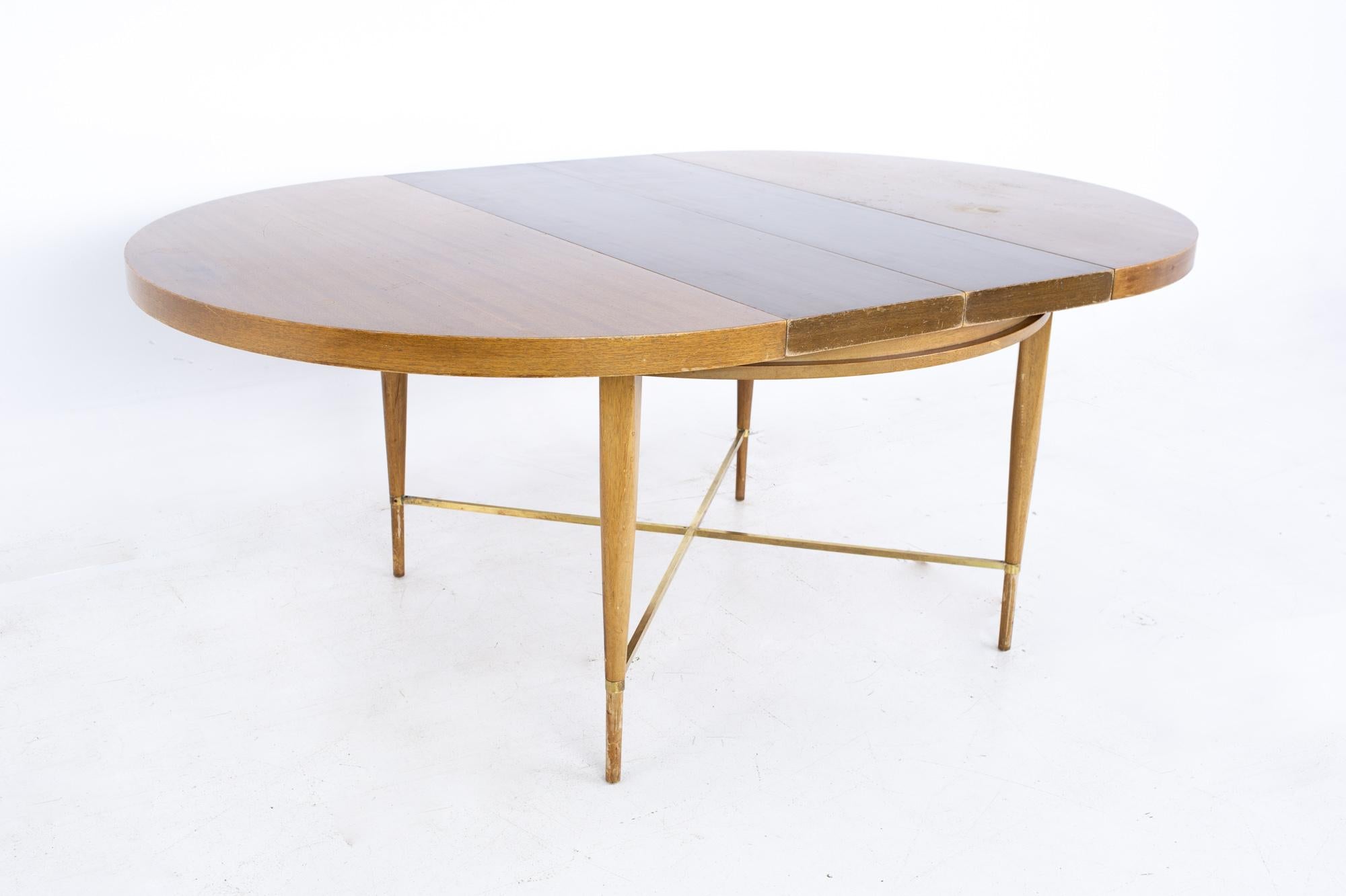 Paul McCobb for Calvin Mid MCM Mahogany Brass Expanding Round Oval Dining Table 6