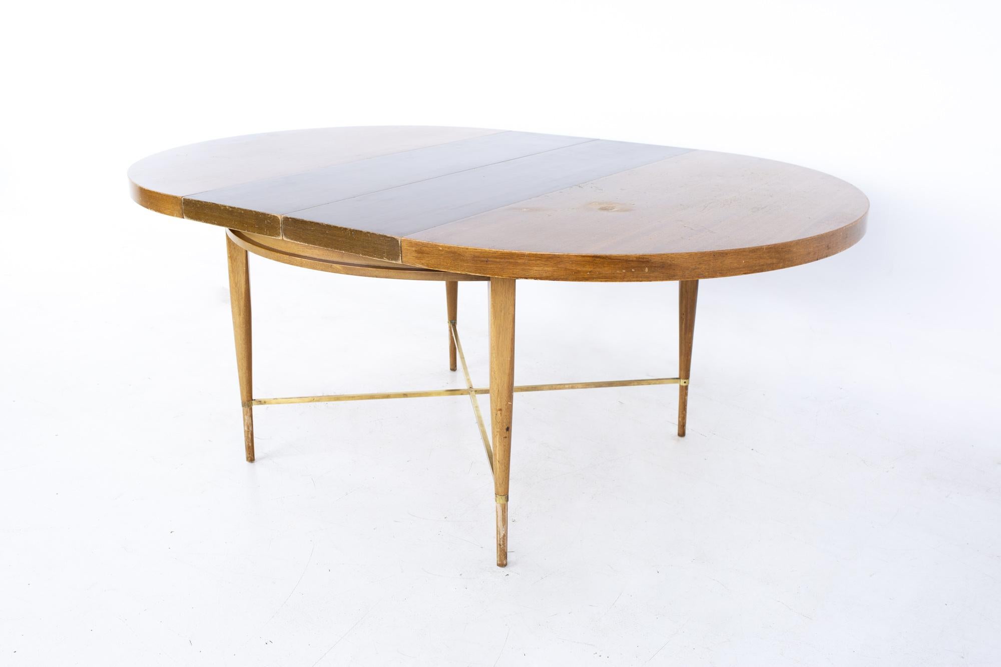 Paul McCobb for Calvin Mid MCM Mahogany Brass Expanding Round Oval Dining Table 8
