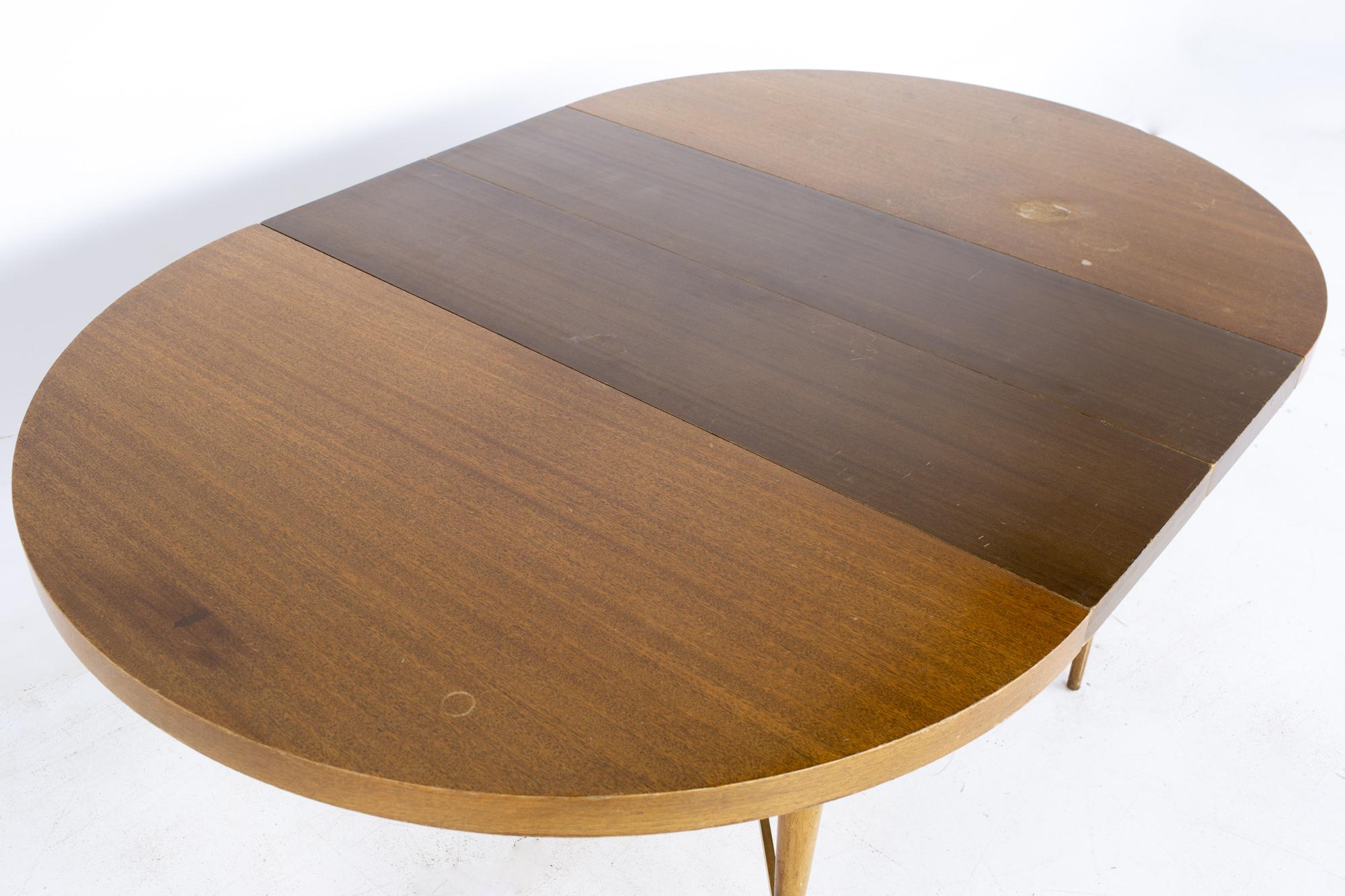 Paul McCobb for Calvin Mid MCM Mahogany Brass Expanding Round Oval Dining Table 9