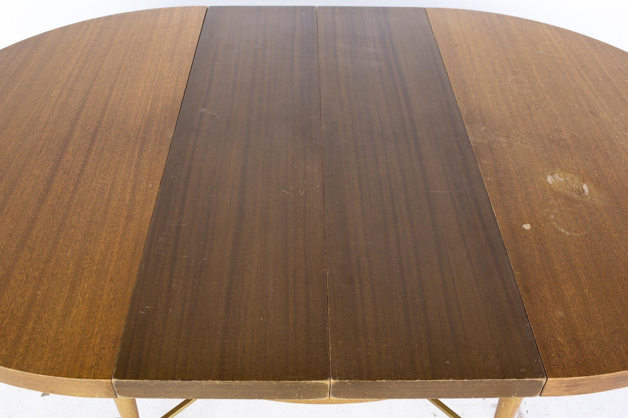 Paul McCobb for Calvin Mid MCM Mahogany Brass Expanding Round Oval Dining Table 10