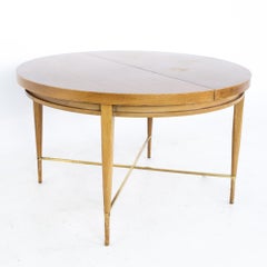 Paul McCobb for Calvin Mid MCM Mahogany Brass Expanding Round Oval Dining Table