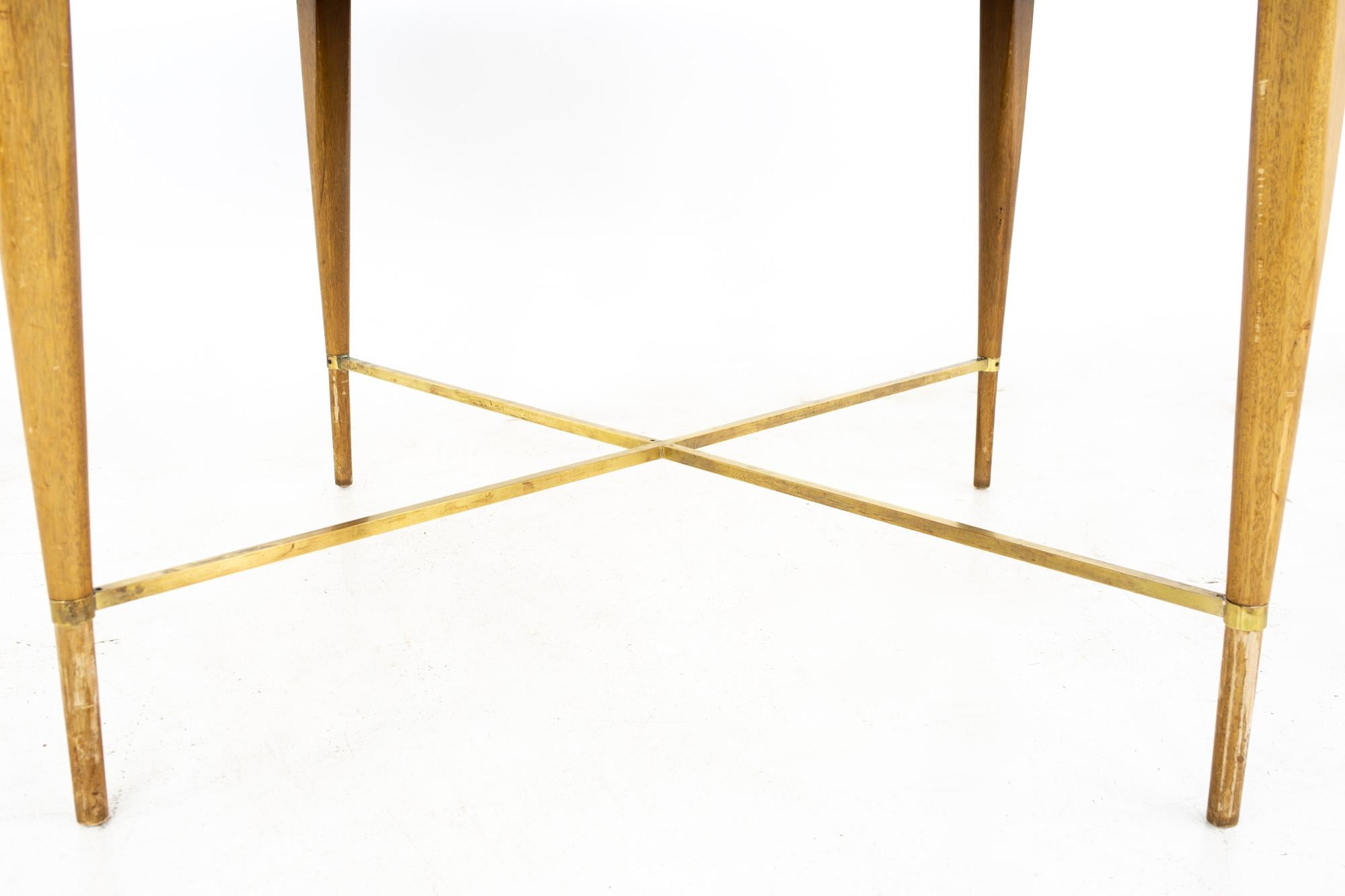 Paul McCobb for Calvin Mid MCM Mahogany Brass Expanding Round Oval Dining Table 12