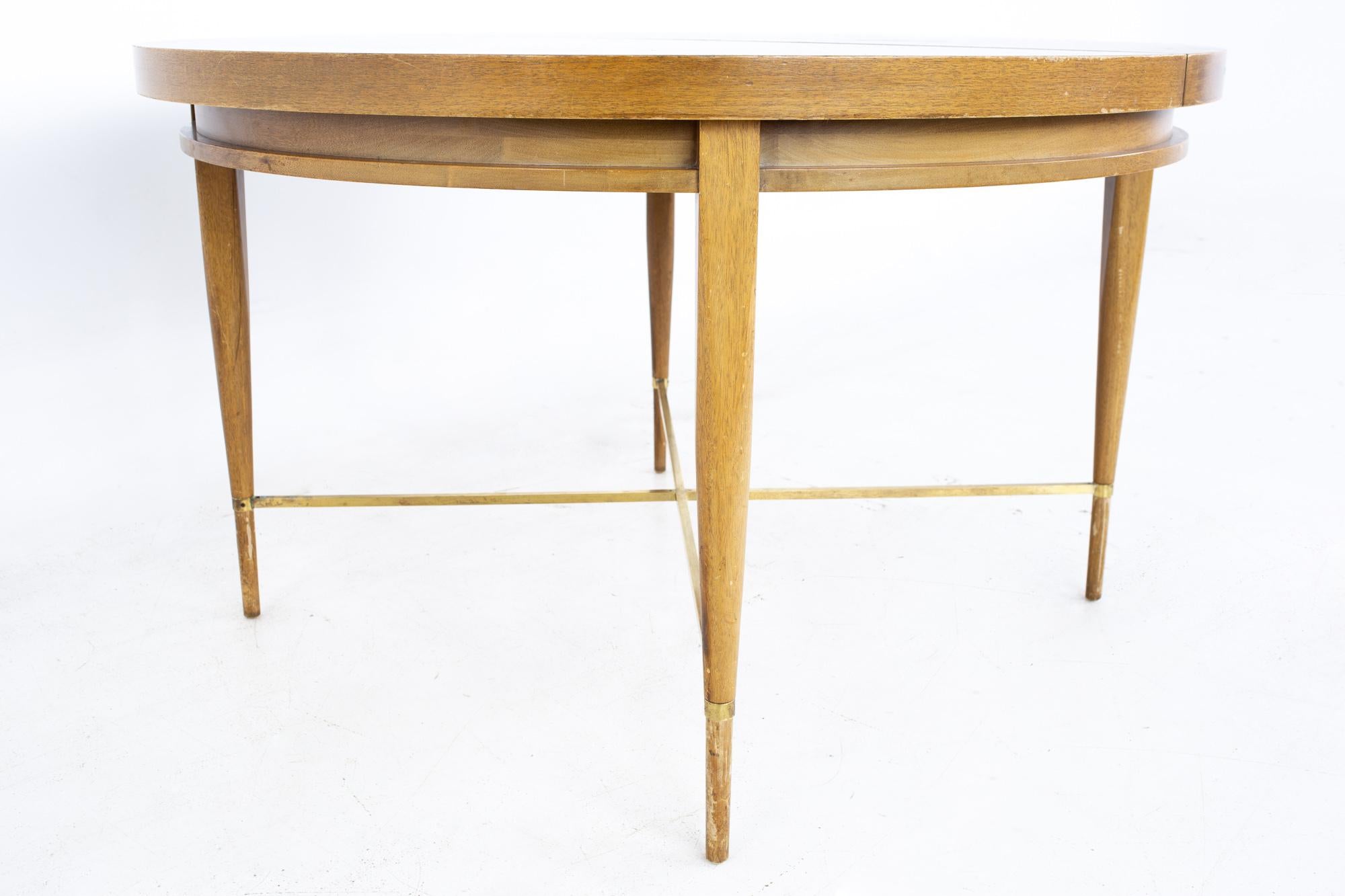 Mid-Century Modern Paul McCobb for Calvin Mid MCM Mahogany Brass Expanding Round Oval Dining Table