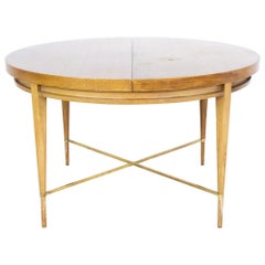 Paul McCobb for Calvin Mid MCM Mahogany Brass Expanding Round Oval Dining Table