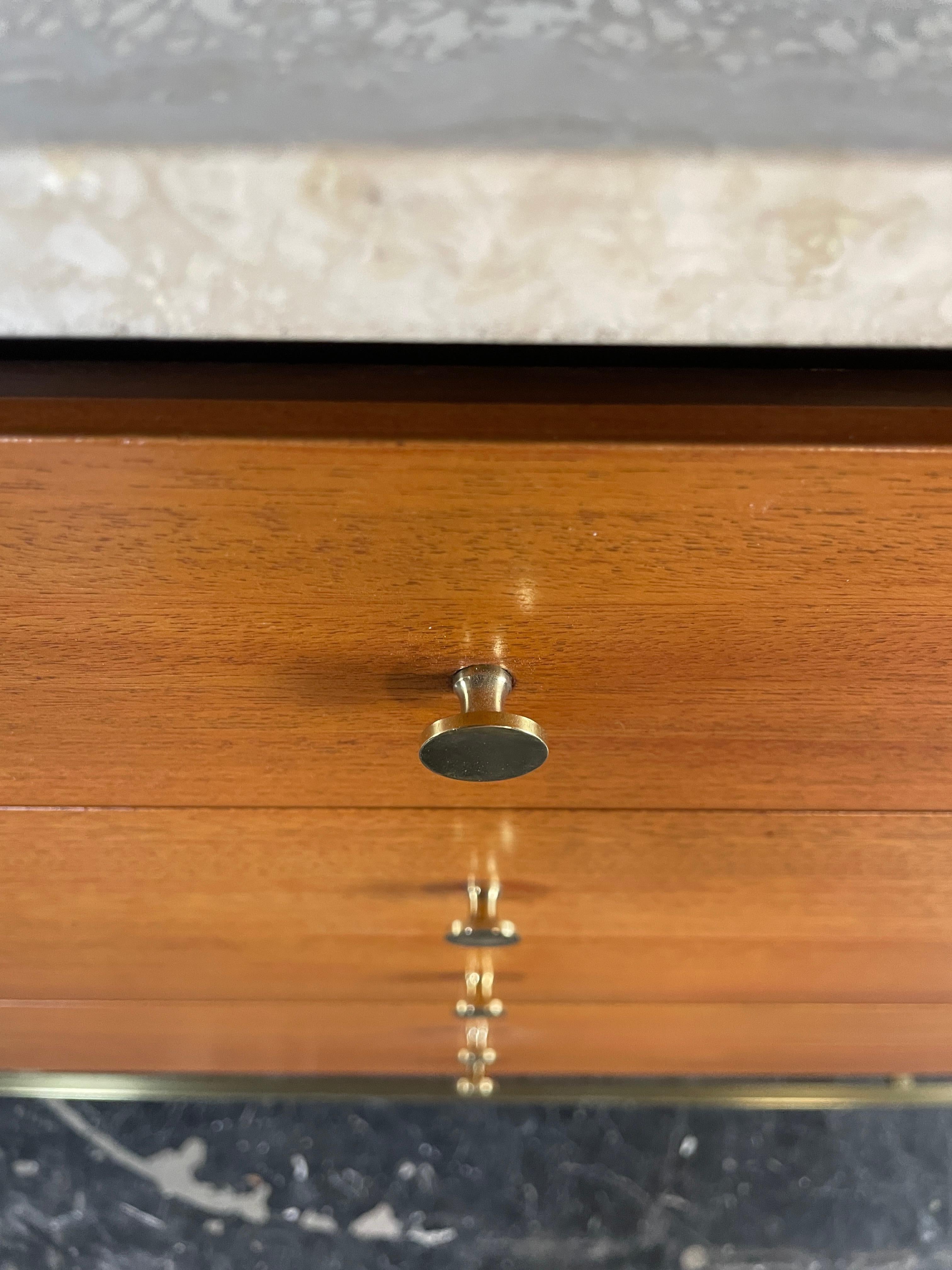 American Paul McCobb for Calvin Travertine Top Credenza