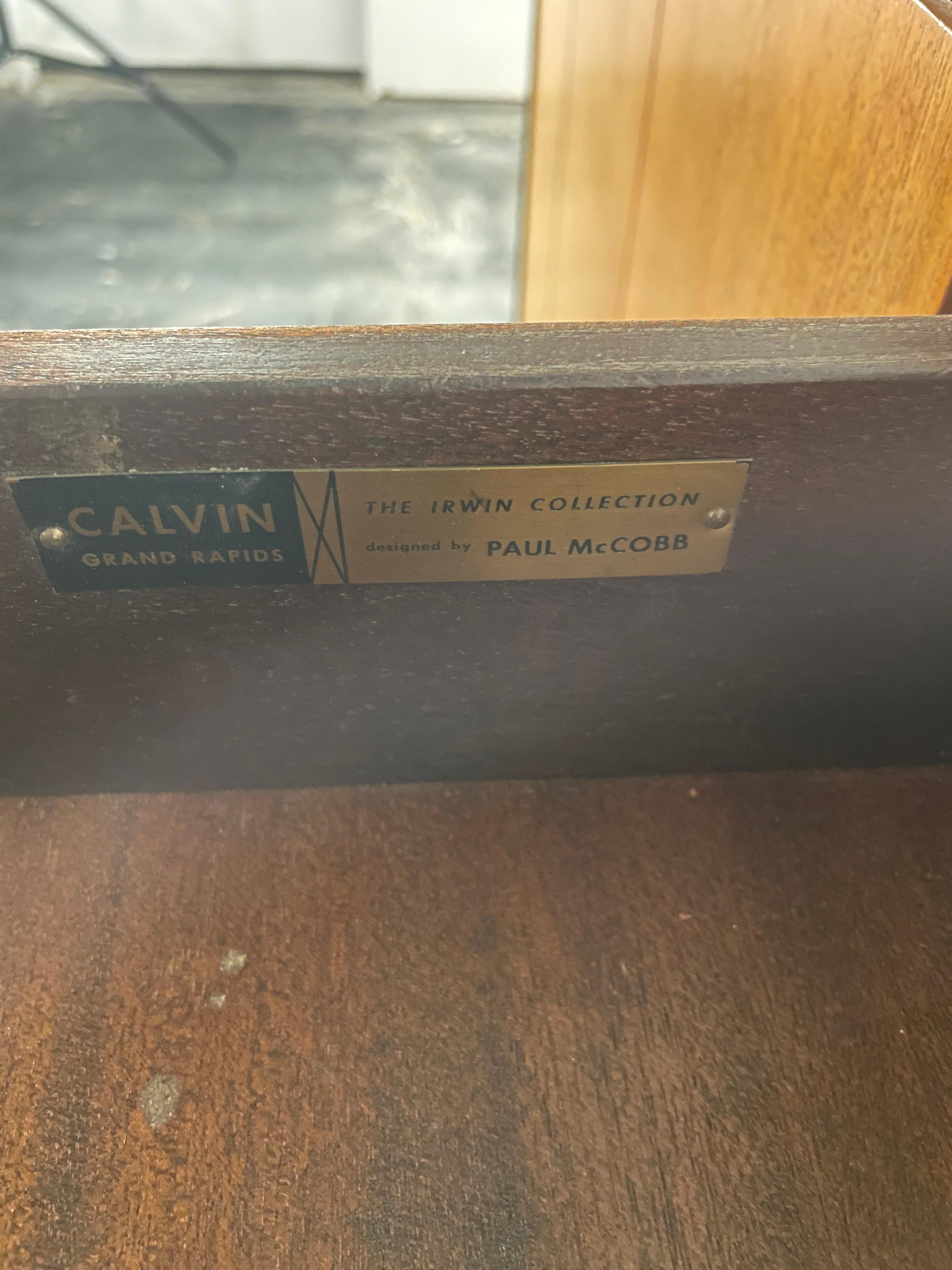 Brass Paul McCobb for Calvin Travertine Top Credenza