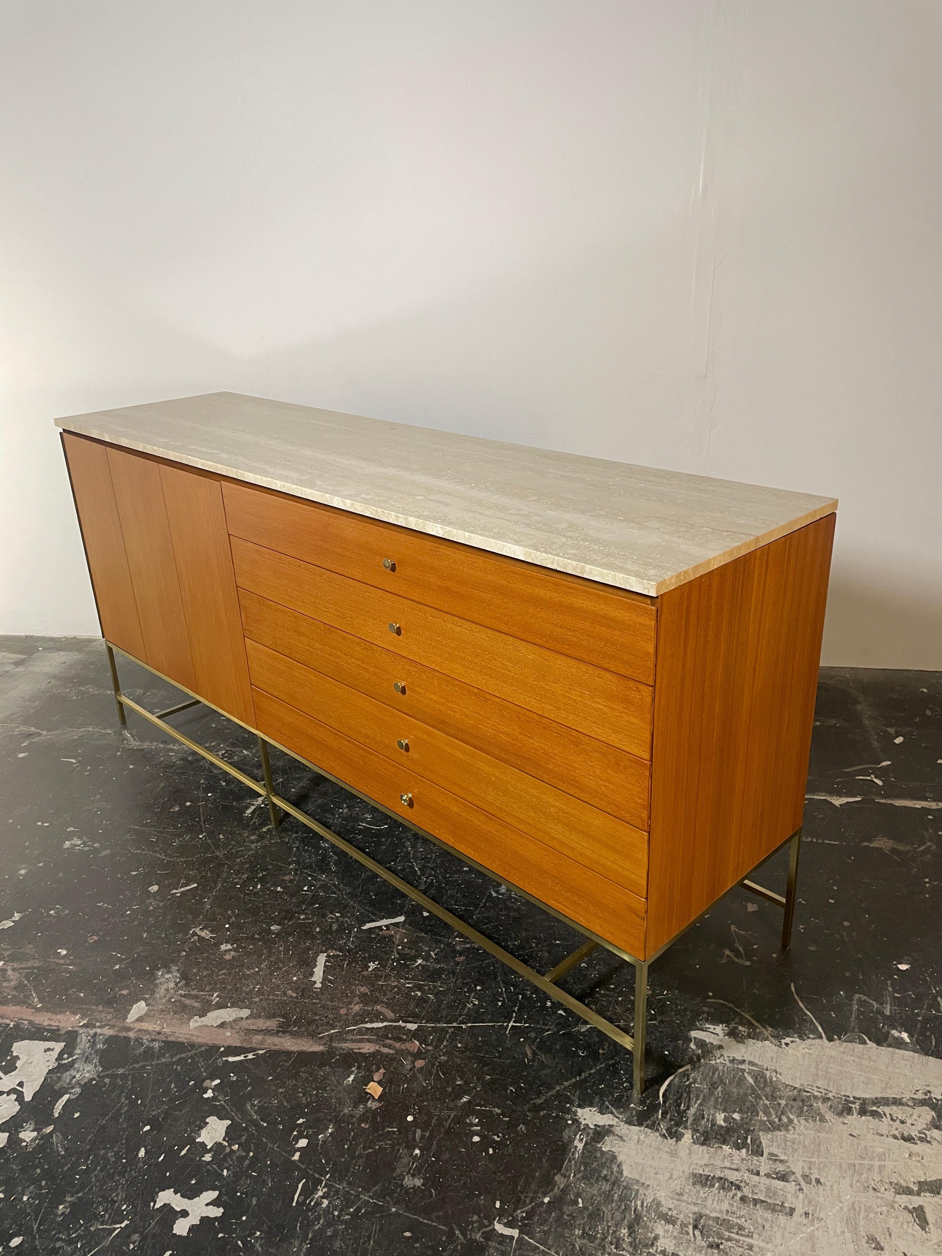Paul McCobb for Calvin Travertine Top Credenza 1