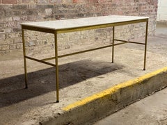 Paul McCobb for Calvin Vitrolite and Brass Console Table