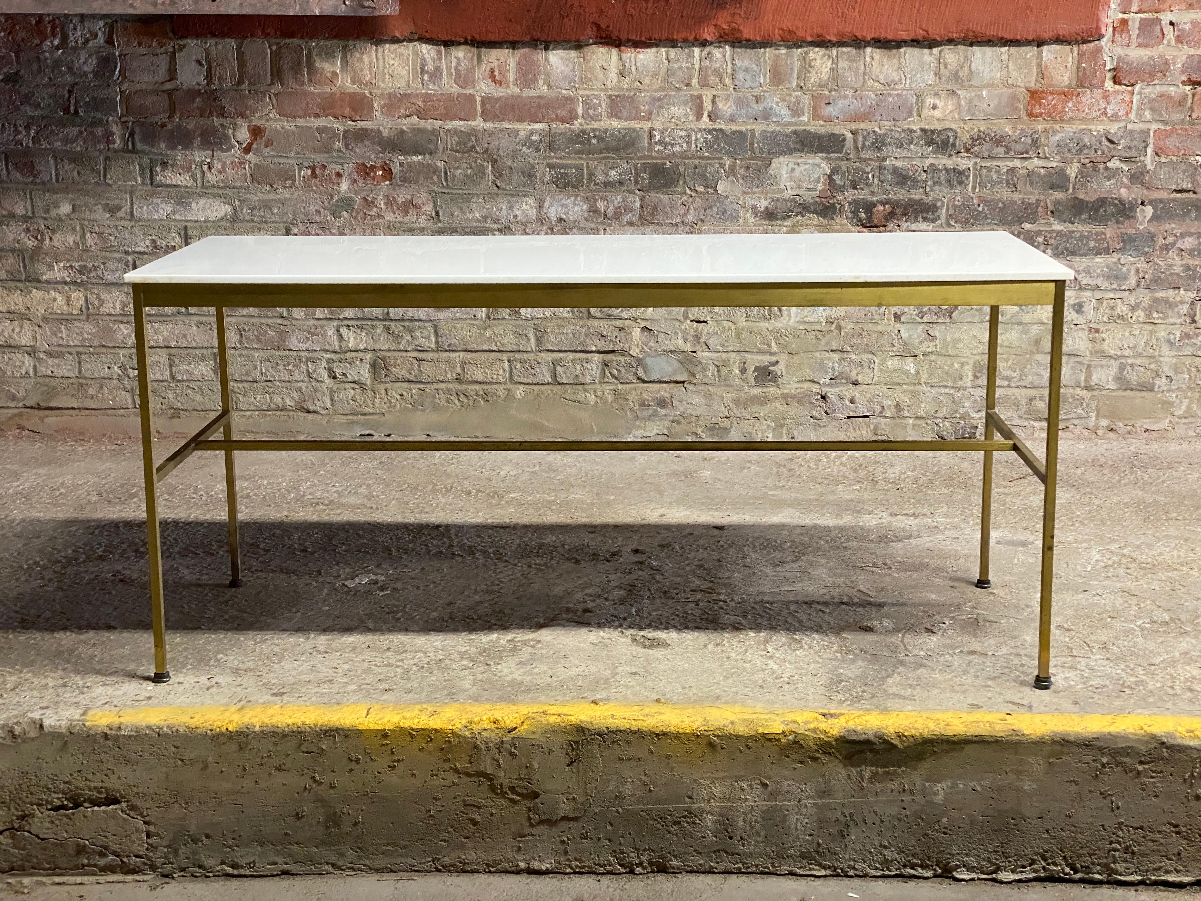 Mid-Century Modern Paul McCobb for Calvin Vitrolite and Brass Console Table