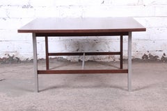 Paul McCobb for Calvin Walnut and Aluminum Coffee Table, Newly Restored