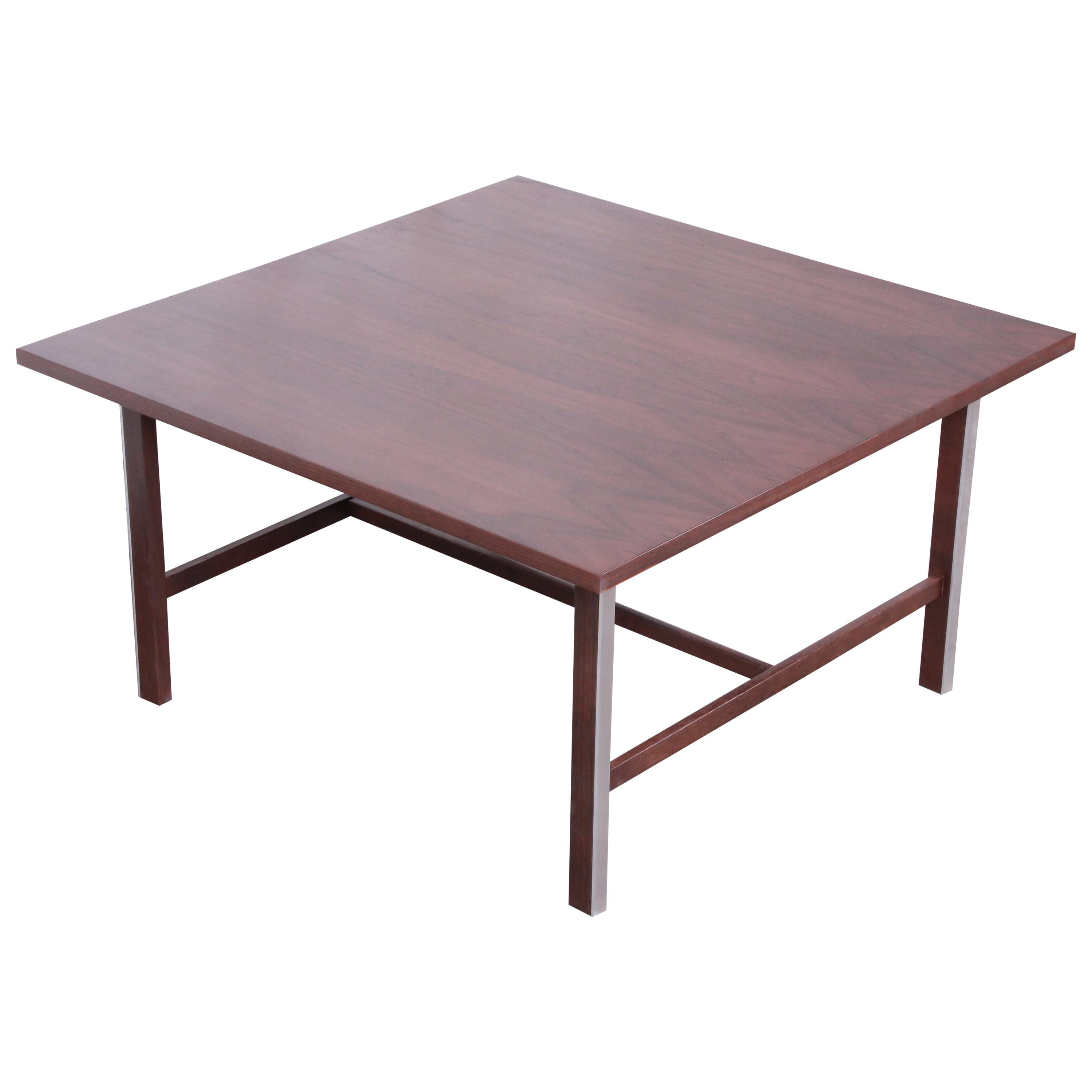 Paul McCobb for Calvin Walnut and Aluminum Coffee Table, Newly Restored