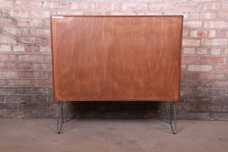 Paul McCobb for Calvin Walnut Bookcase on Hairpin Legs, Newly ...