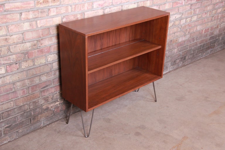 Paul McCobb for Calvin Walnut Bookcase on Hairpin Legs, Newly ...