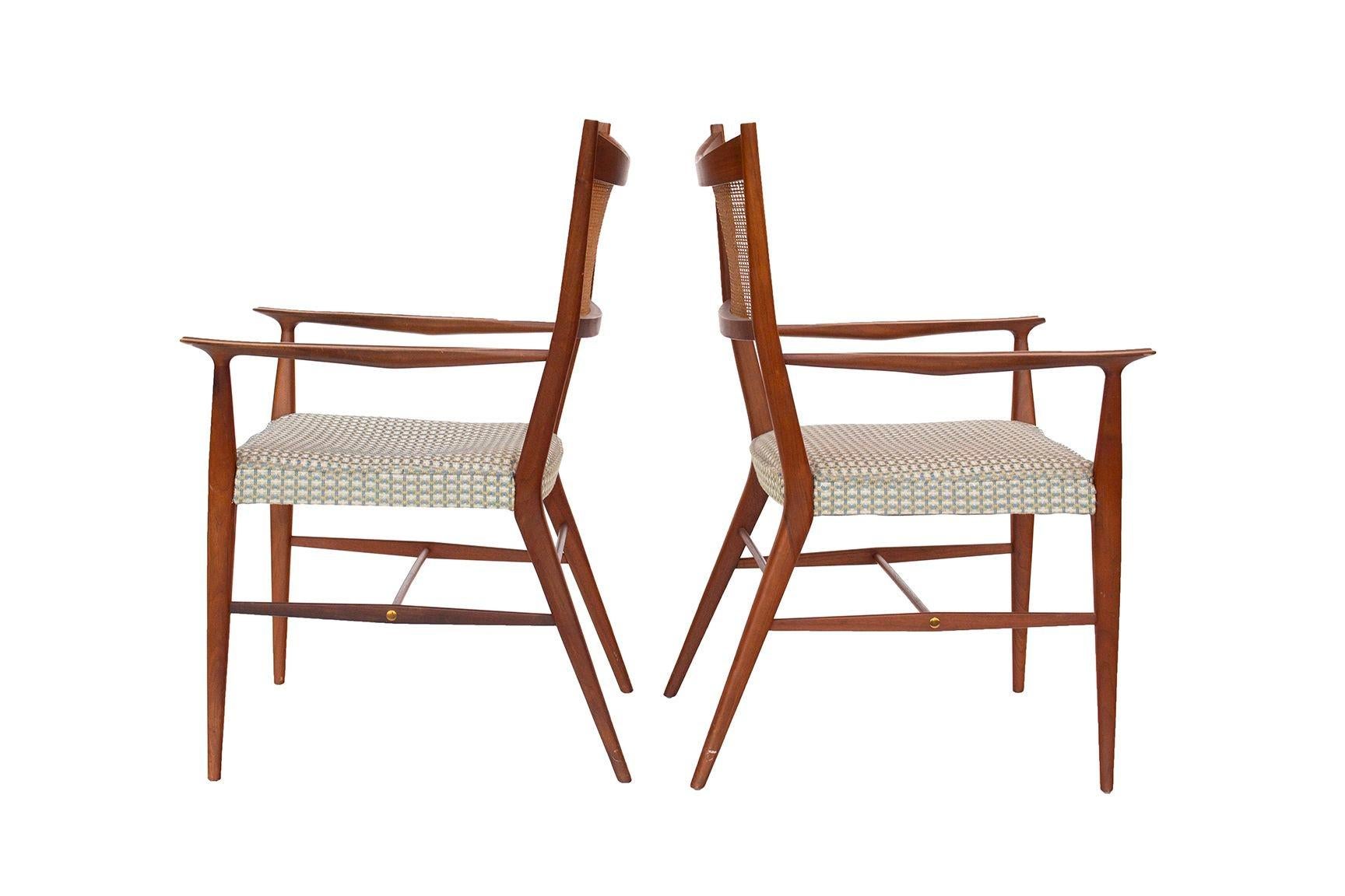 Paul McCobb for Calvin Walnut Dining Chairs with Caned Backs Directional , S/6 For Sale 3