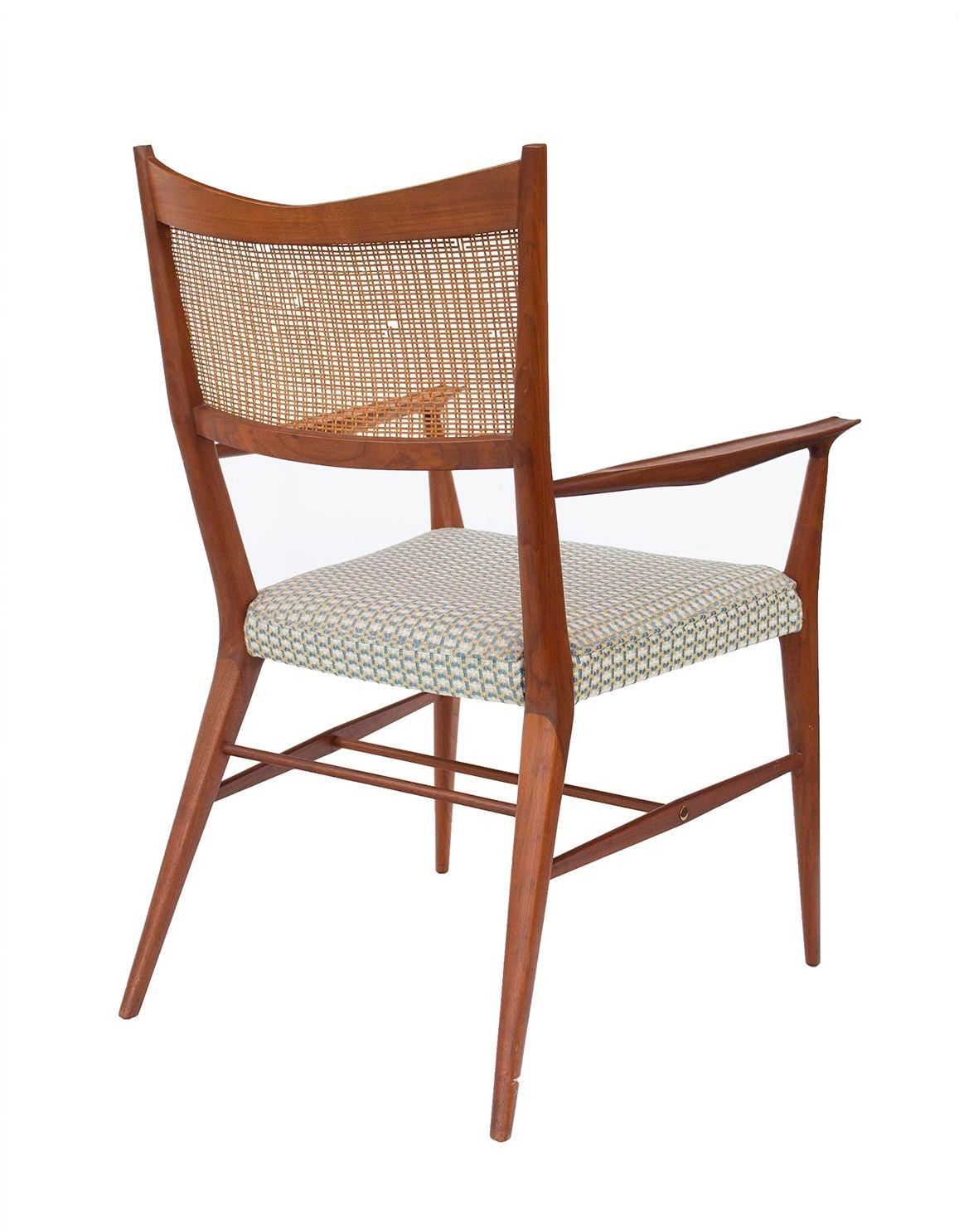 Paul McCobb for Calvin Walnut Dining Chairs with Caned Backs Directional , S/6 For Sale 9