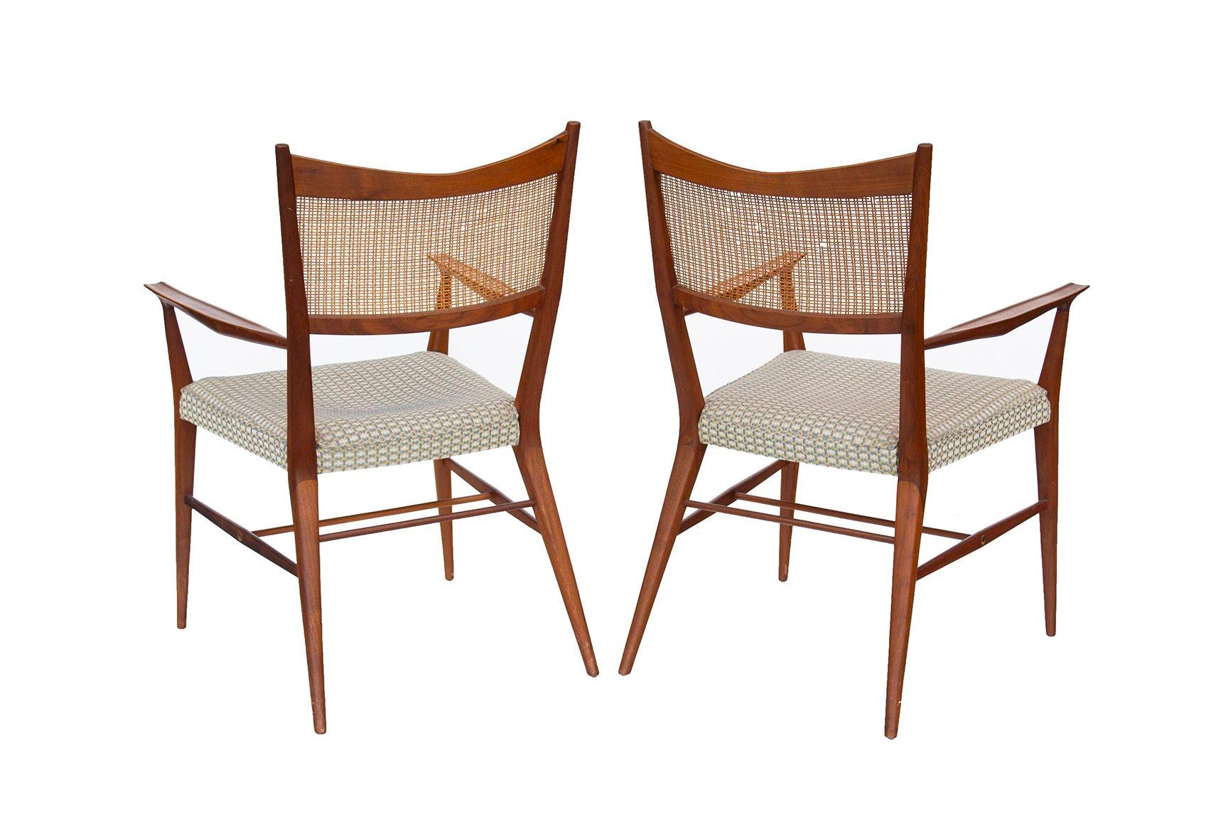 Paul McCobb for Calvin Walnut Dining Chairs with Caned Backs Directional , S/6 For Sale 11
