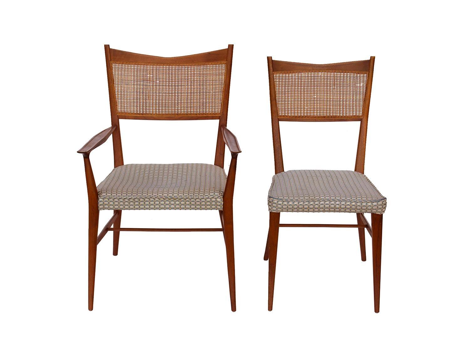 Paul McCobb for Calvin Walnut Dining Chairs with Caned Backs Directional , S/6 For Sale 1