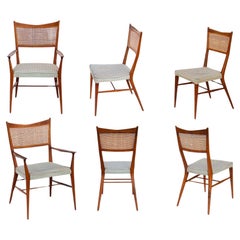 Retro Paul McCobb for Calvin Walnut Dining Chairs with Caned Backs Directional , S/6
