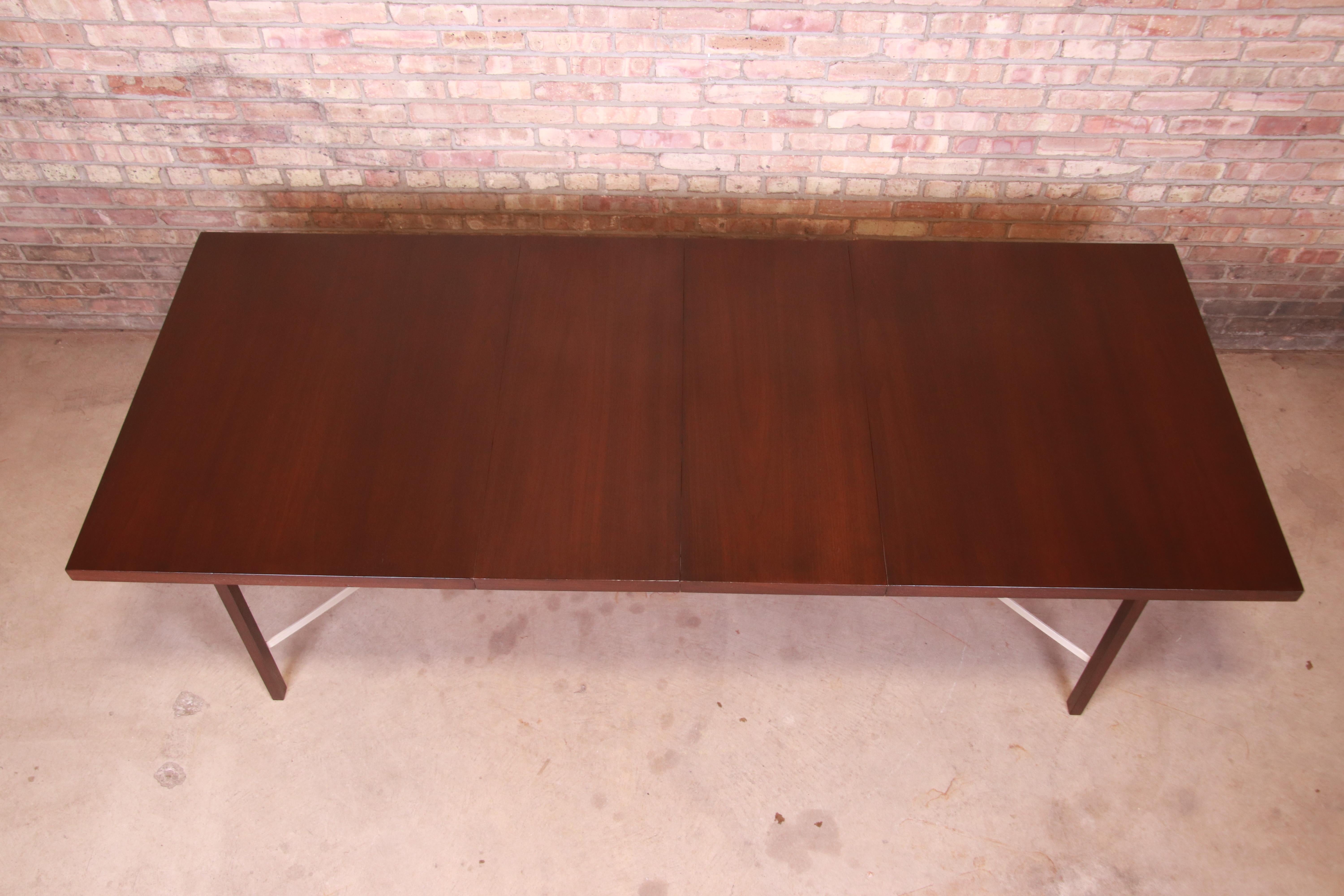Paul McCobb for Calvin Walnut Dining Table with Brass Stretchers, Refinished 1