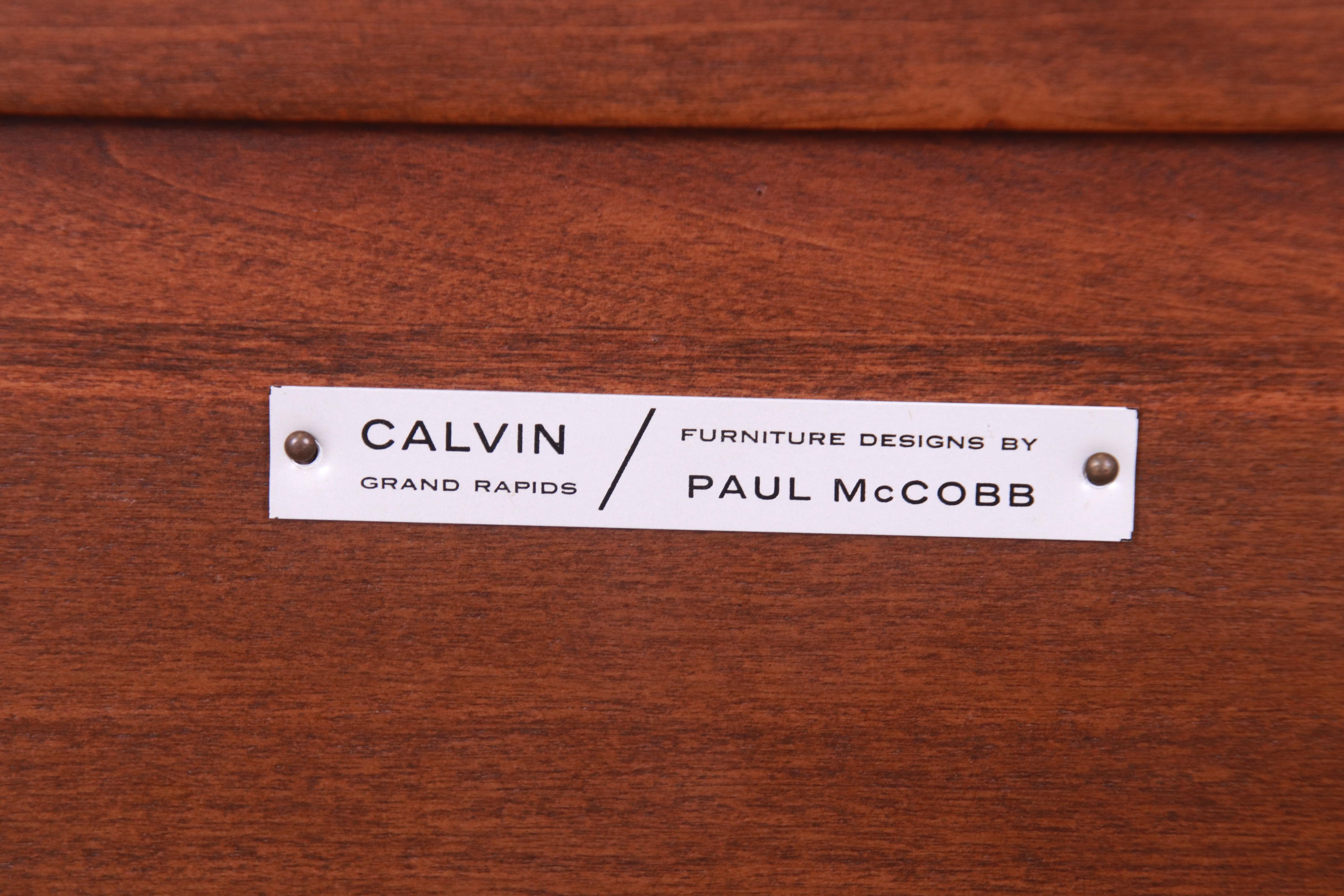 Paul McCobb for Calvin Walnut Full Size Headboard, Newly Refinished 5