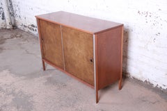 Paul McCobb for Calvin Walnut Sliding Door Credenza or Record Cabinet, 1950s
