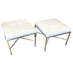 Paul McCobb for Calvin X Base Brass Stools w/ Original Upholstery