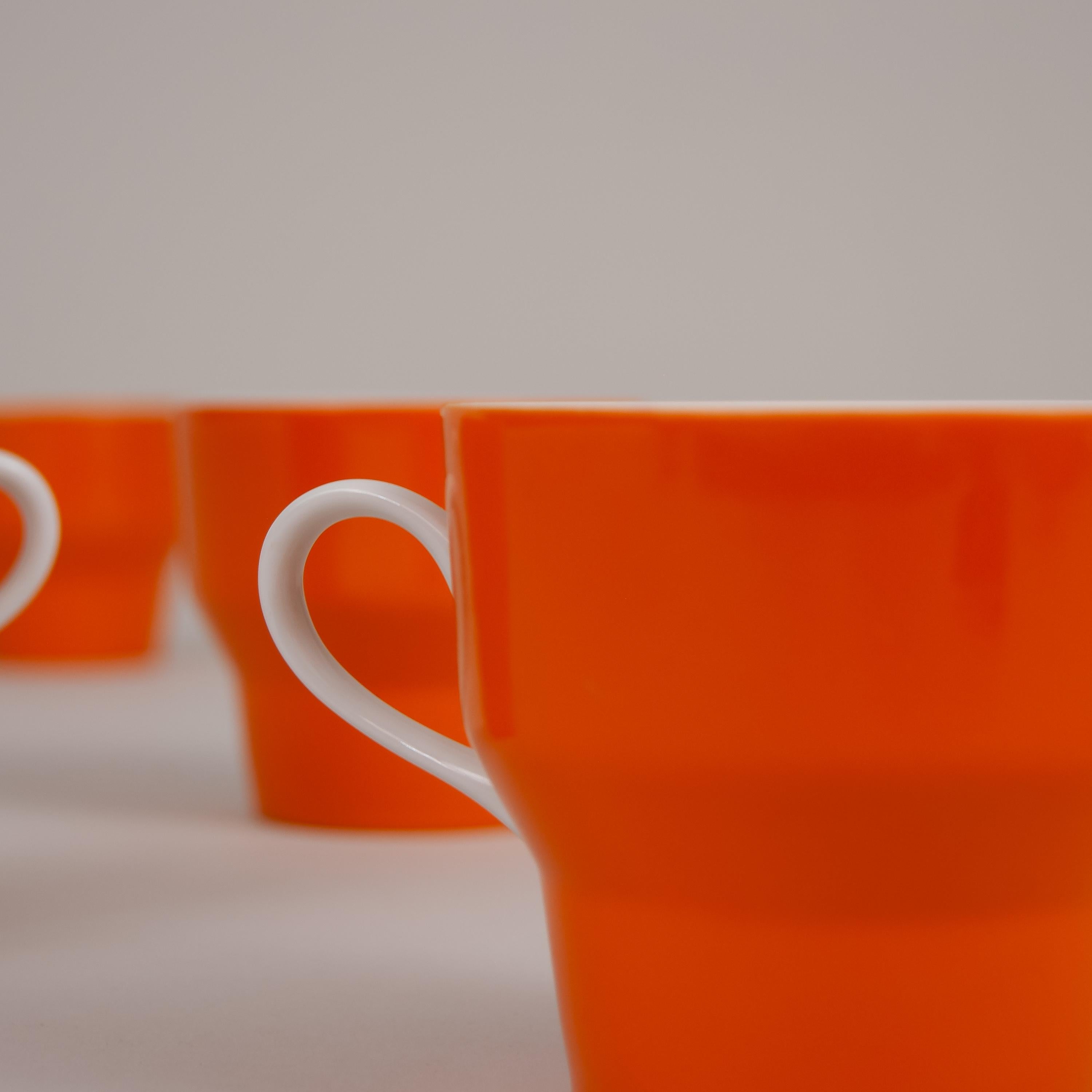Paul McCobb for Contempi, Japan 38 Piece Ceramic Coffee Set in Orange and White For Sale 1
