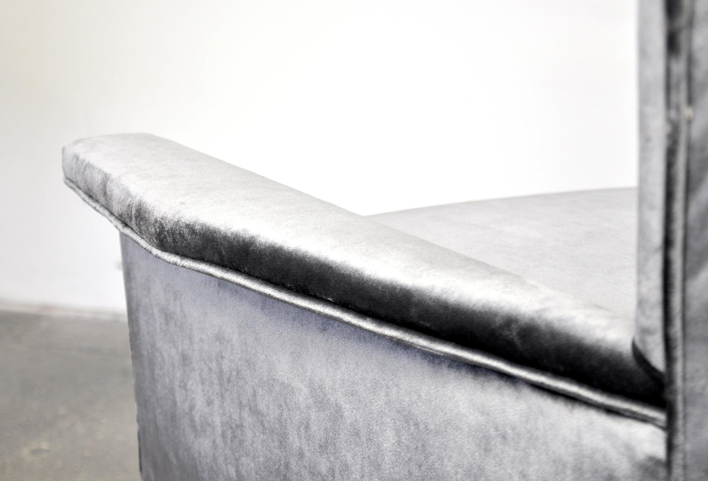 Paul McCobb for Custom Craft Gray Velvet Wingback Lounge Chair 5