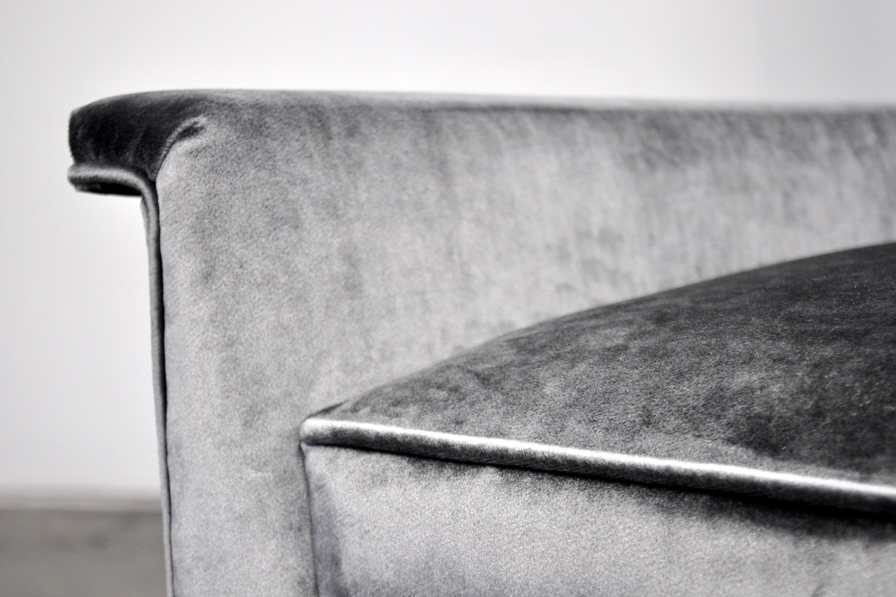 Paul McCobb for Custom Craft Gray Velvet Wingback Lounge Chair 8