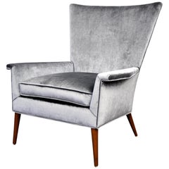 Paul McCobb für Custom Craft Gray Velvet Wingback Lounge Chair