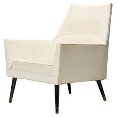 Paul McCobb for Custom Craft Inc. White Leather Lounge Armchair