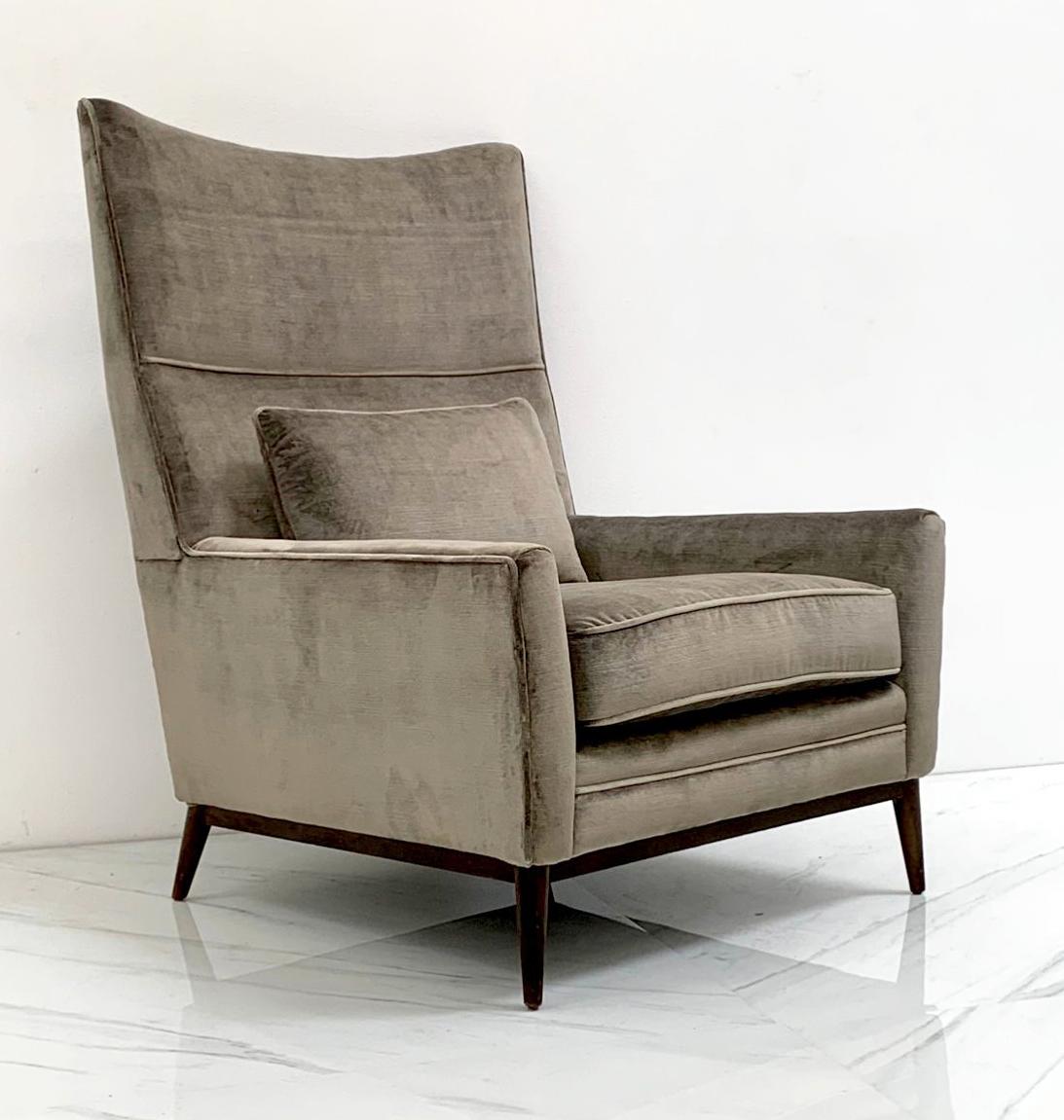 Paul McCobb pour Directional 314, fauteuil de salon à haut dossier en velours gris modèle en vente 4