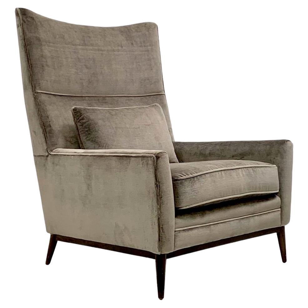 Paul McCobb for Directional 314 Model High Back Lounge Chair in Grey Velvet