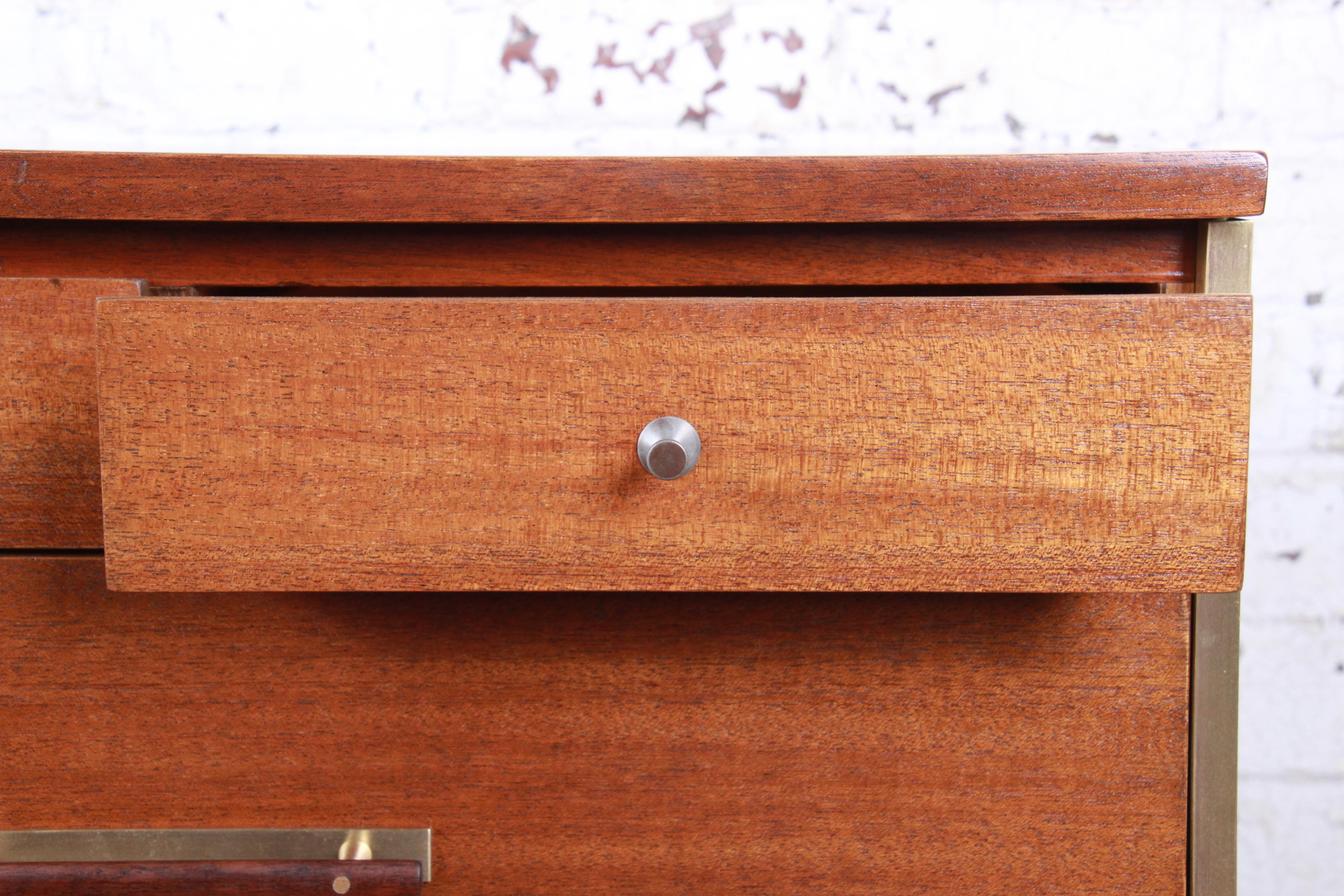 Paul McCobb for Directional 6000 Series Mahogany and Brass Dresser, Restored 5