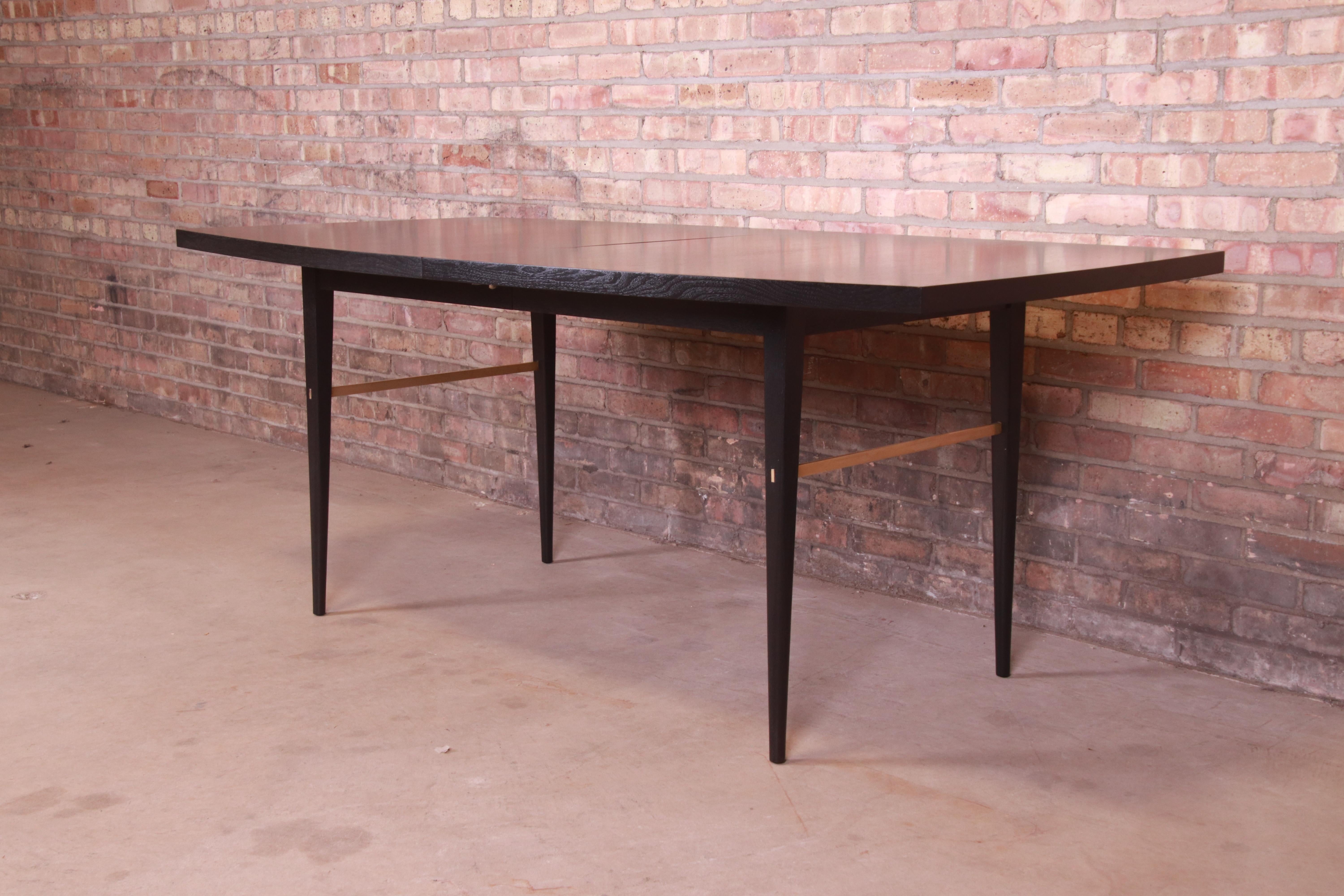 Paul McCobb for Directional Black Lacquer and Brass Boat-Shaped Dining Table 6