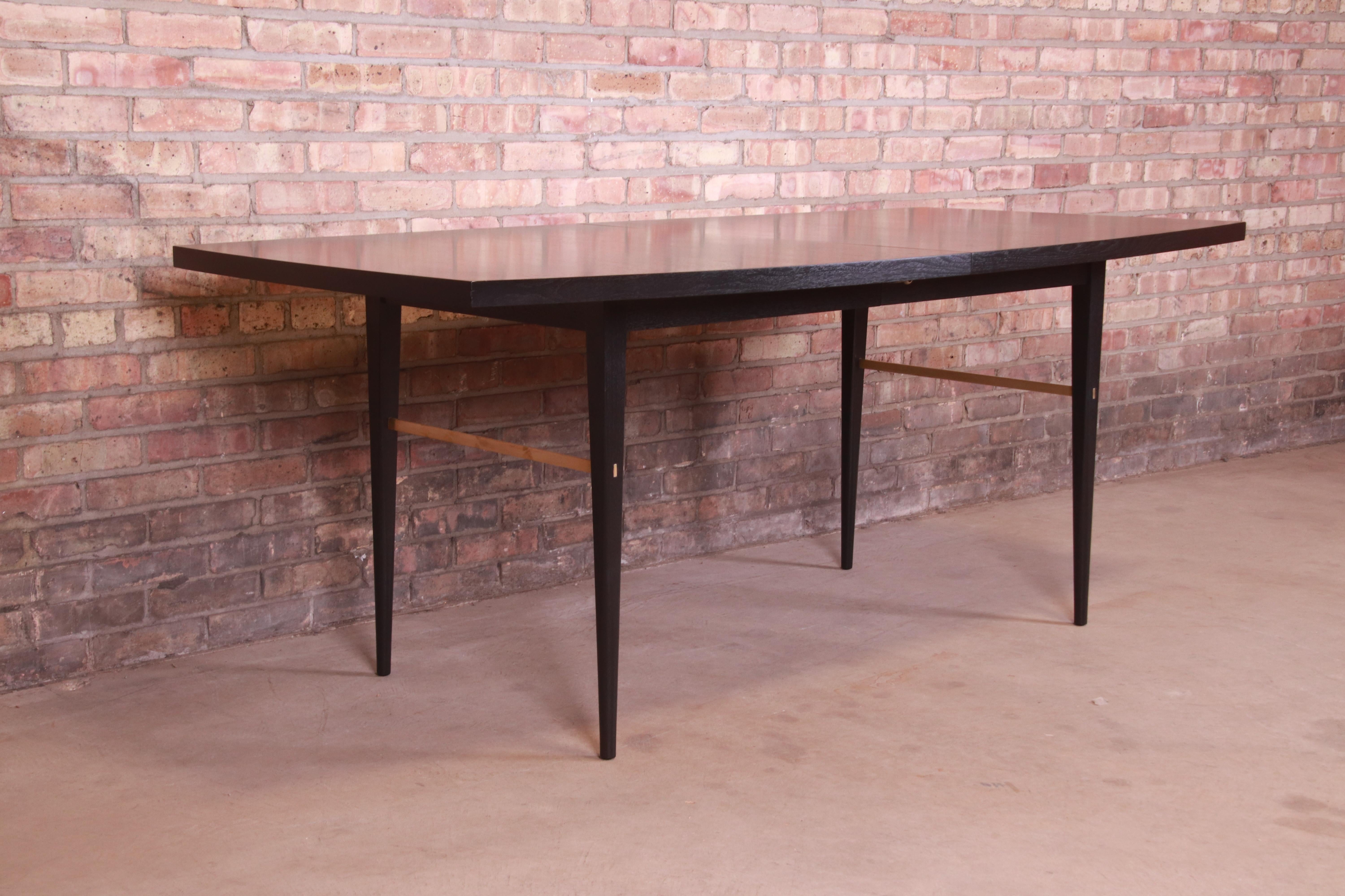 Paul McCobb for Directional Black Lacquer and Brass Boat-Shaped Dining Table 8