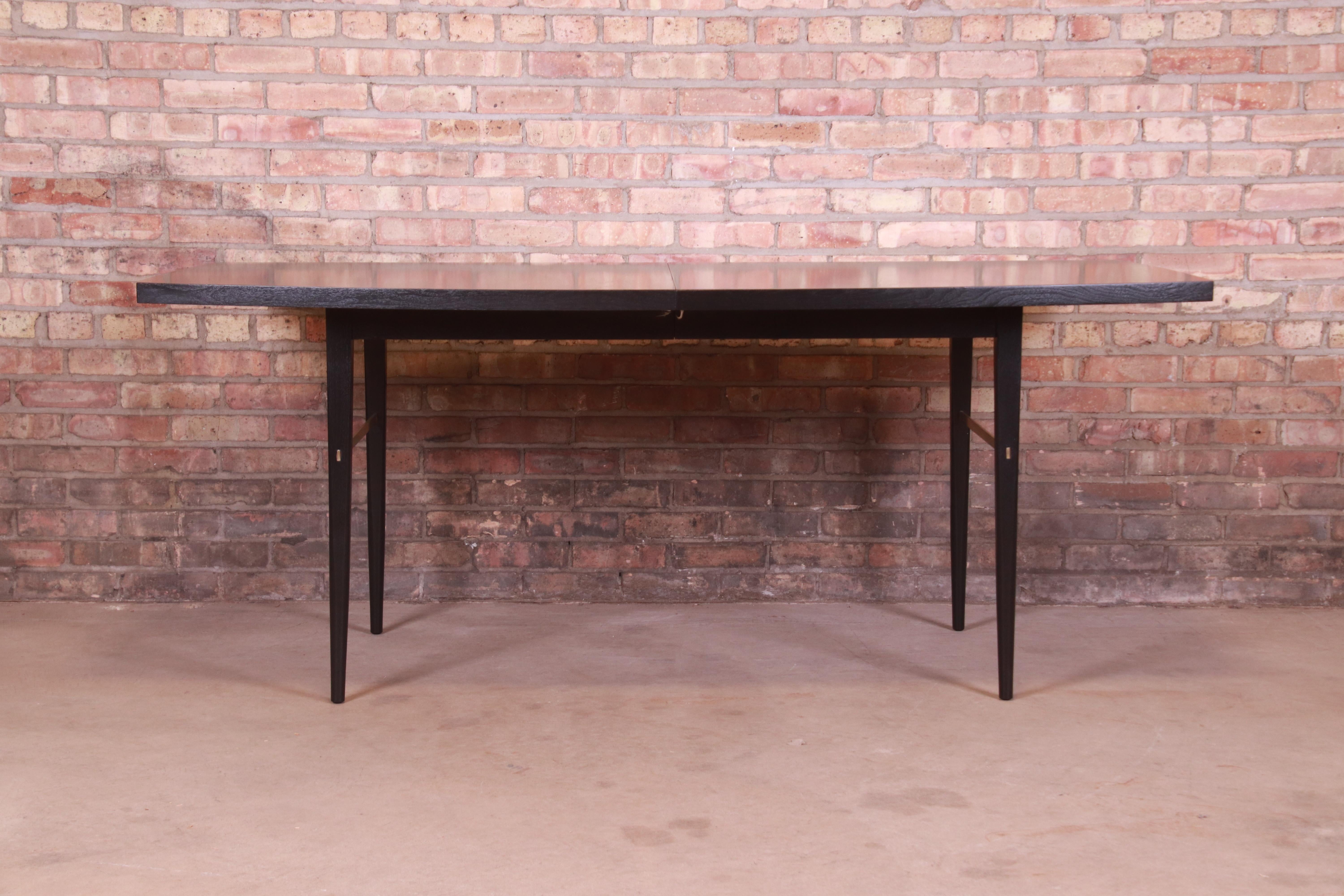 Paul McCobb for Directional Black Lacquer and Brass Boat-Shaped Dining Table 9