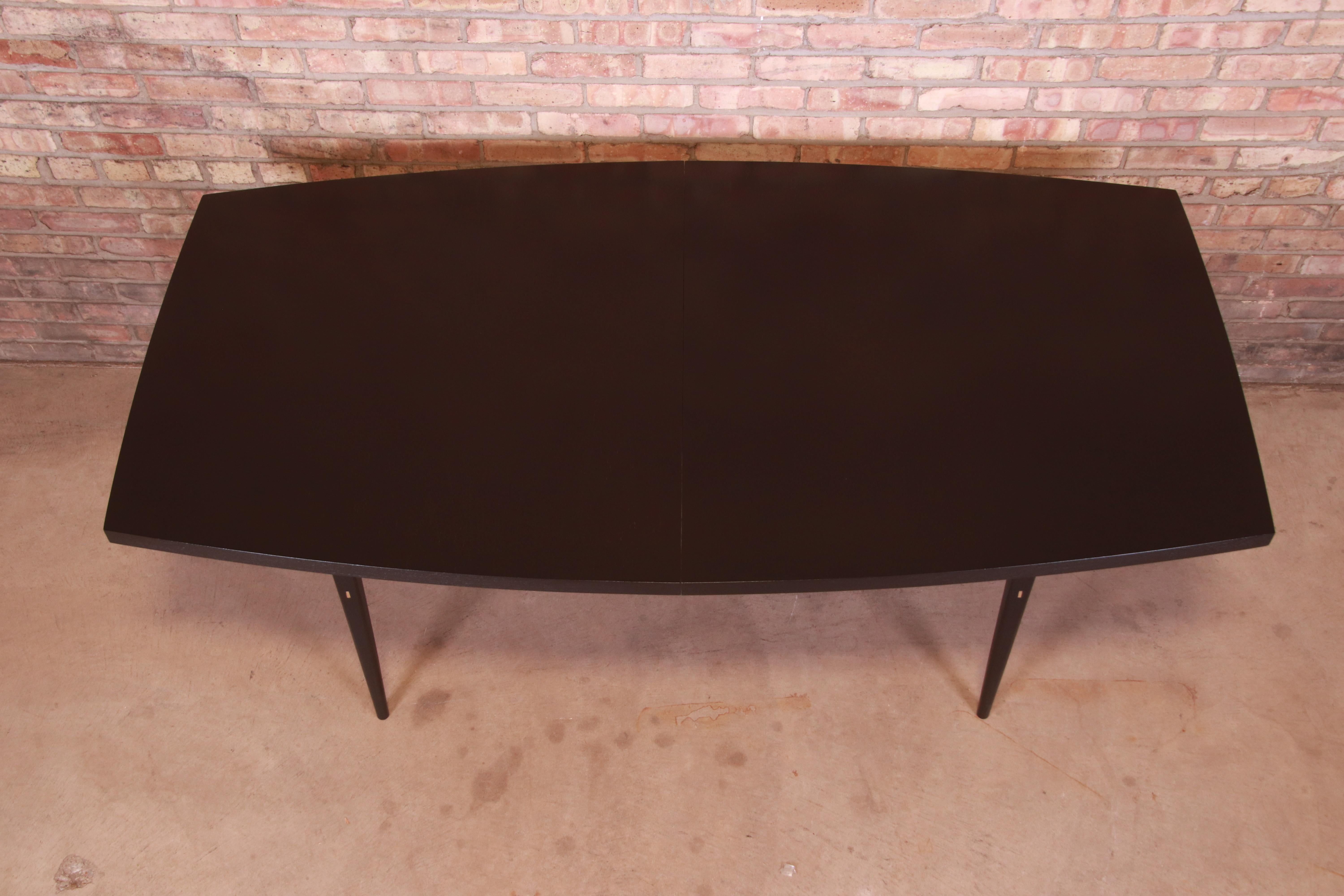 Paul McCobb for Directional Black Lacquer and Brass Boat-Shaped Dining Table 10