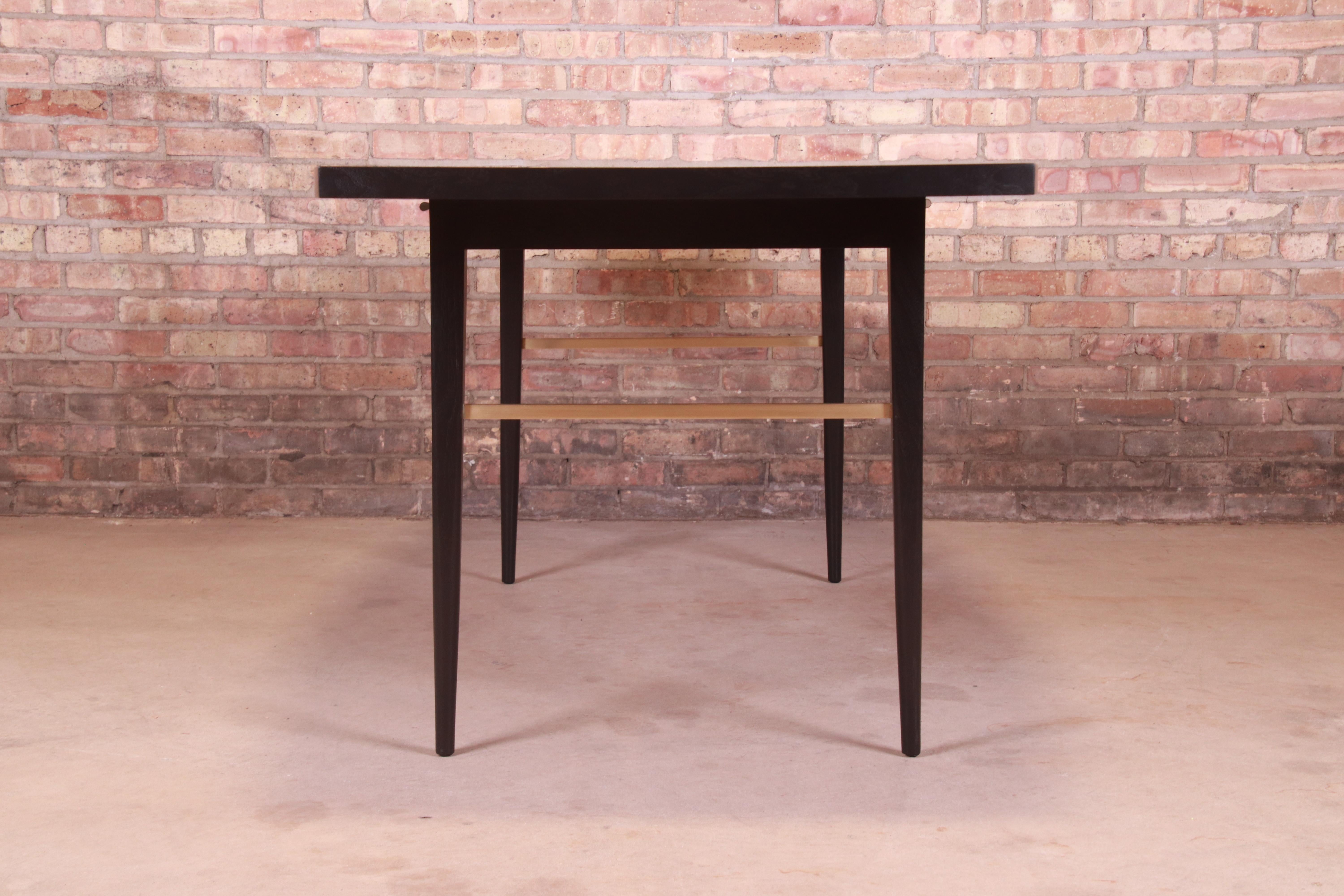 Paul McCobb for Directional Black Lacquer and Brass Boat-Shaped Dining Table 11