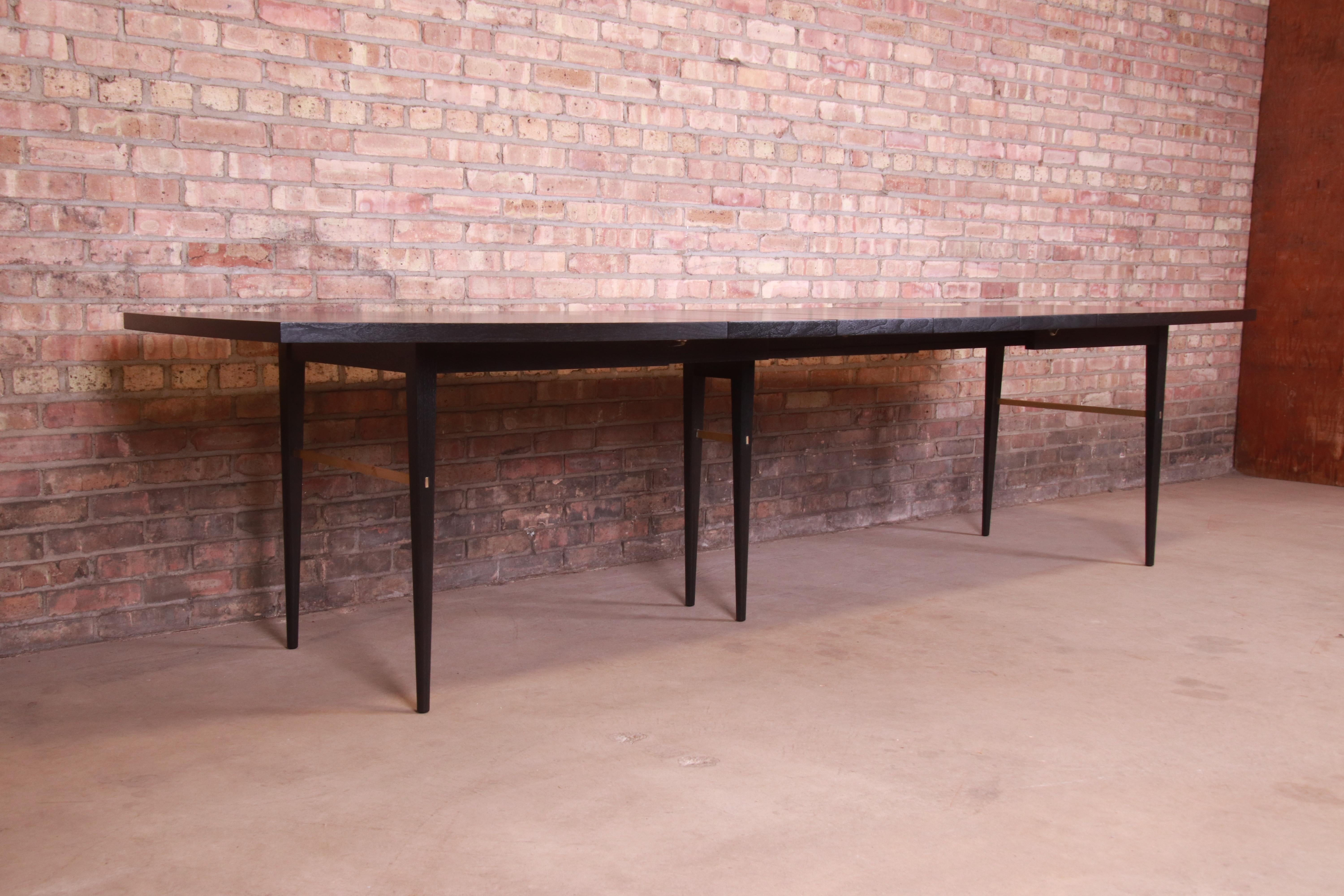 Paul McCobb for Directional Black Lacquer and Brass Boat-Shaped Dining Table 2