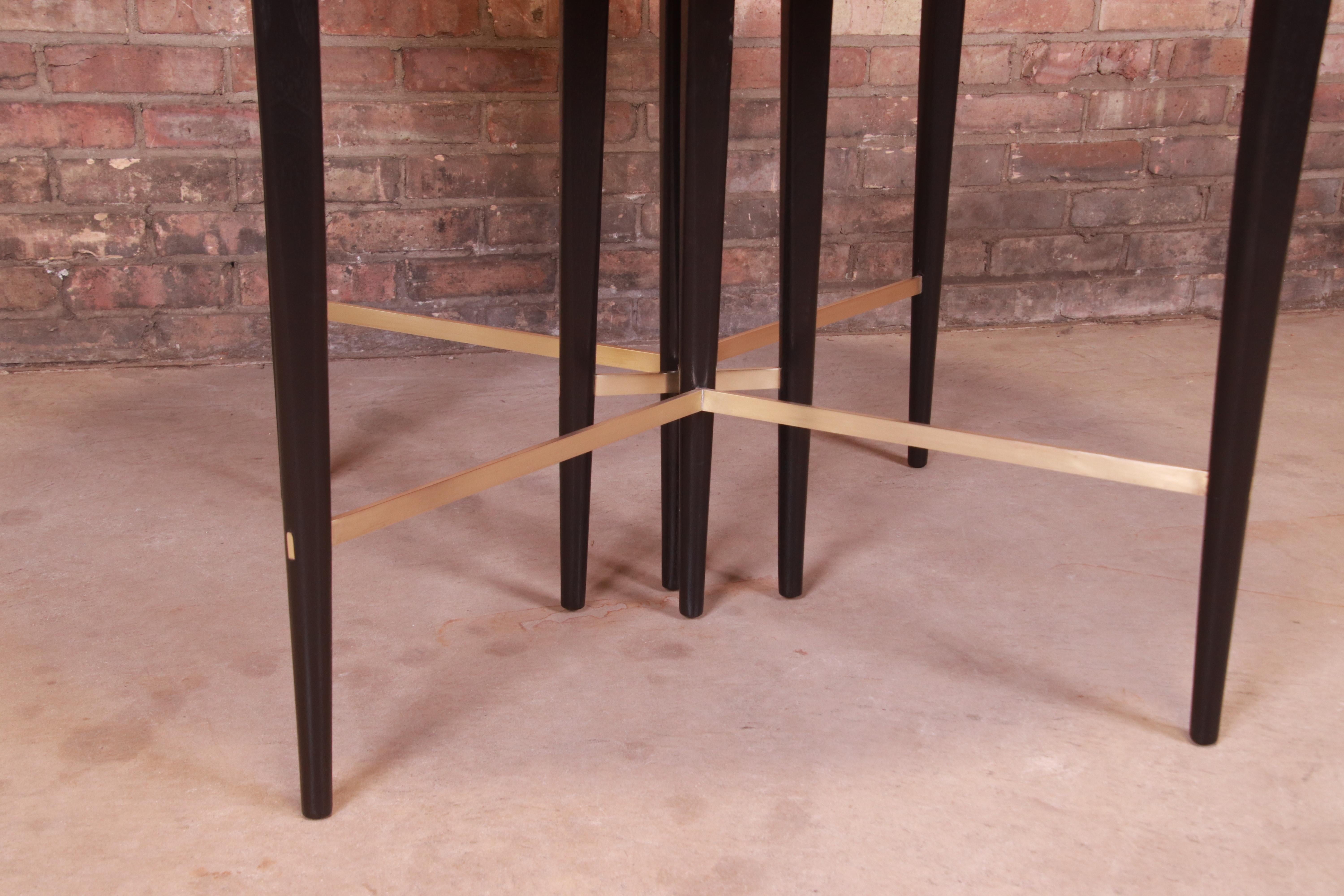 Paul McCobb for Directional Black Lacquer and Brass Dining Table, Refinished 5