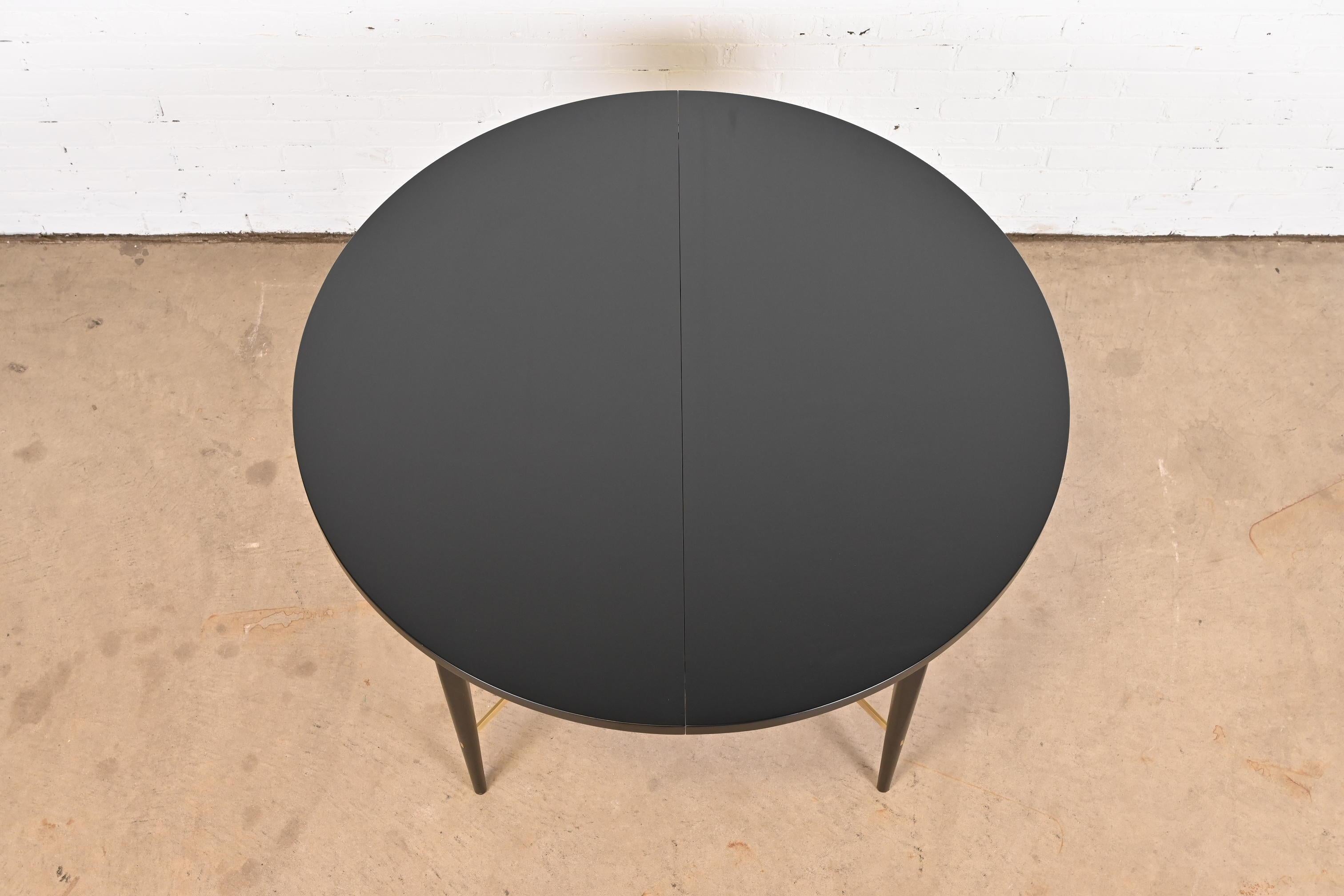 Paul McCobb for Directional Black Lacquer and Brass Dining Table, Refinished 7