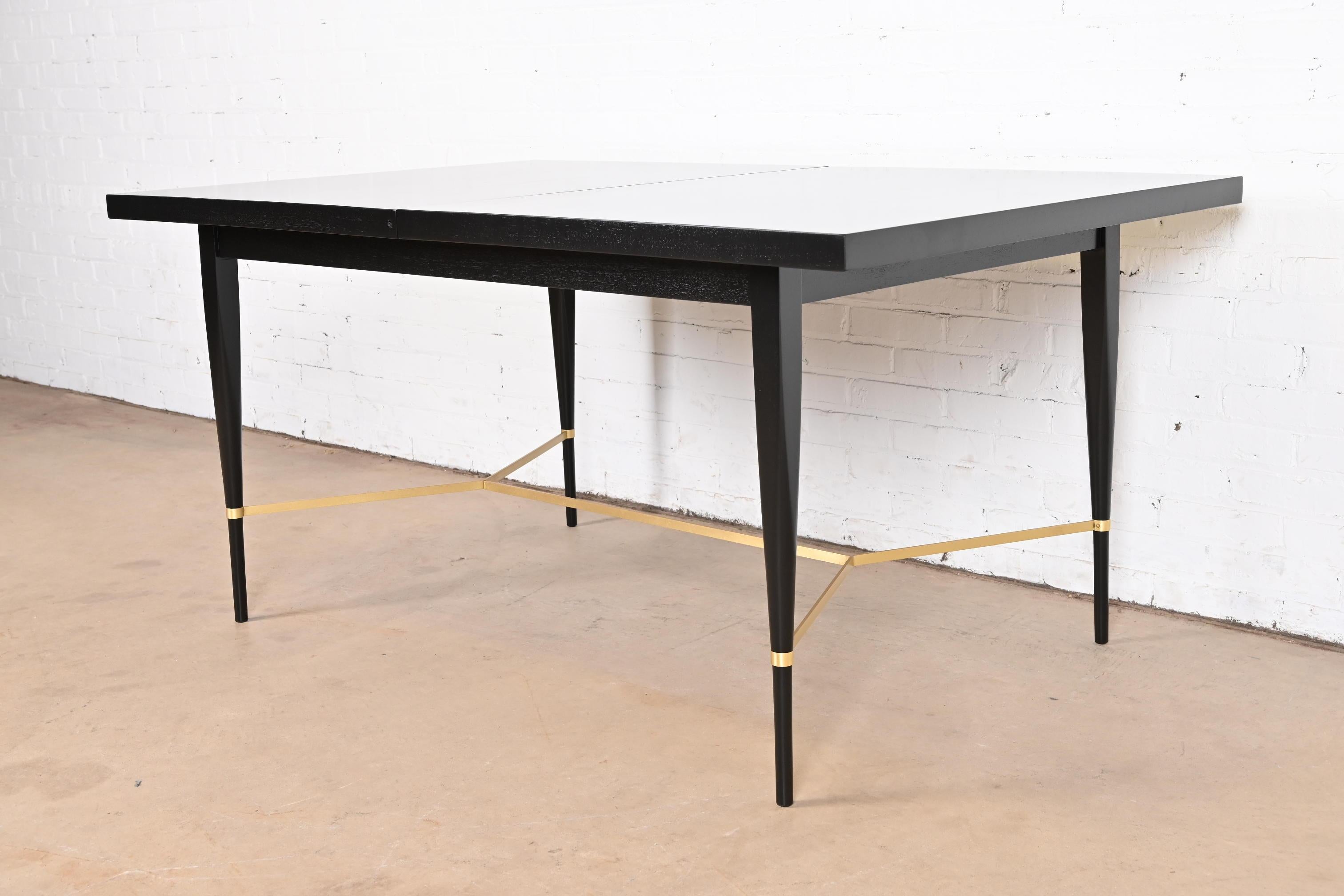 Paul McCobb for Directional Black Lacquer and Brass Dining Table, Refinished For Sale 7